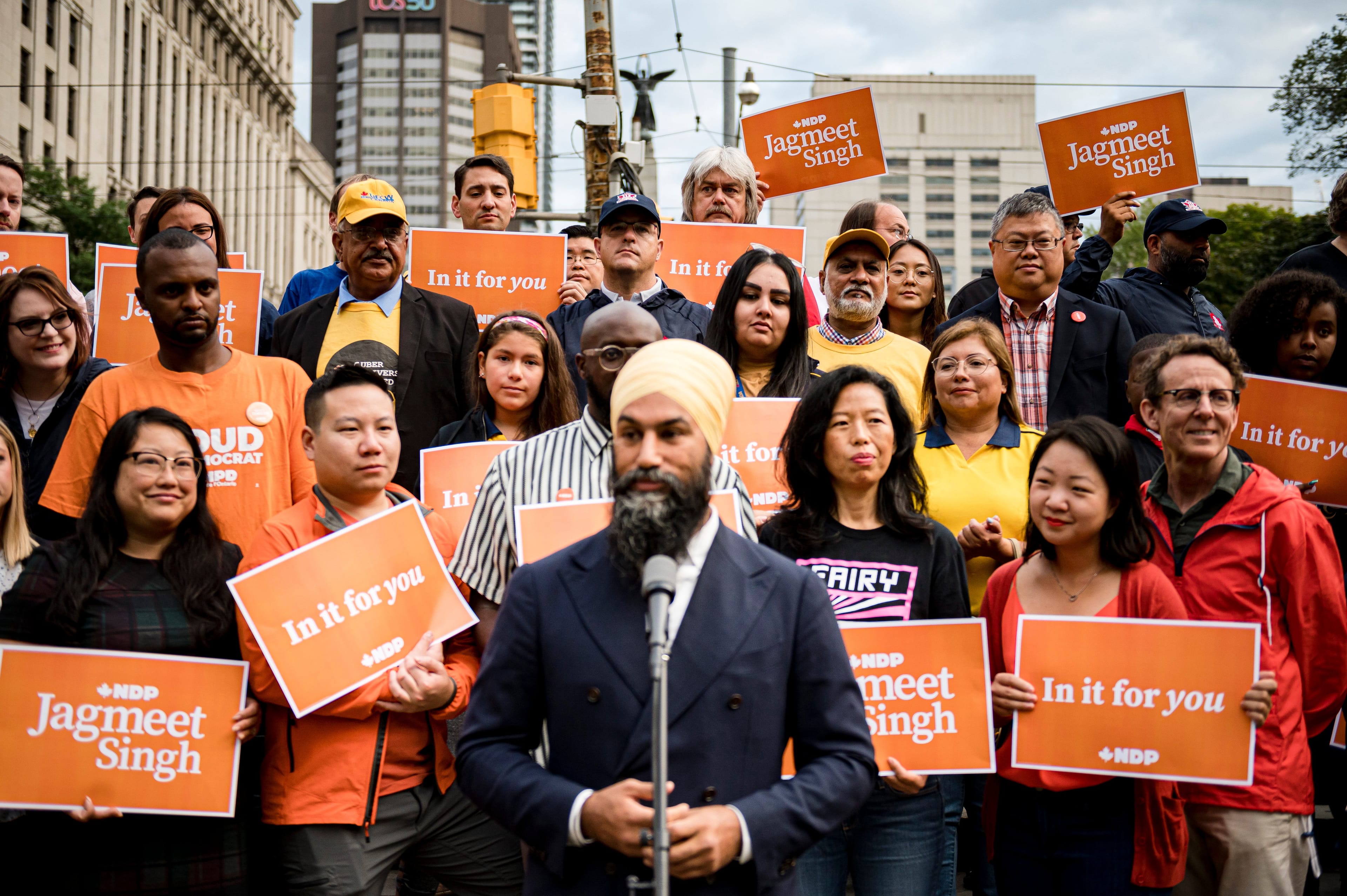 NDP Leader Jagmeet Singh makes an announcement in Toronto on Sept. 2, 2019 (THE CANADIAN PRESS/Christopher Katsarov)