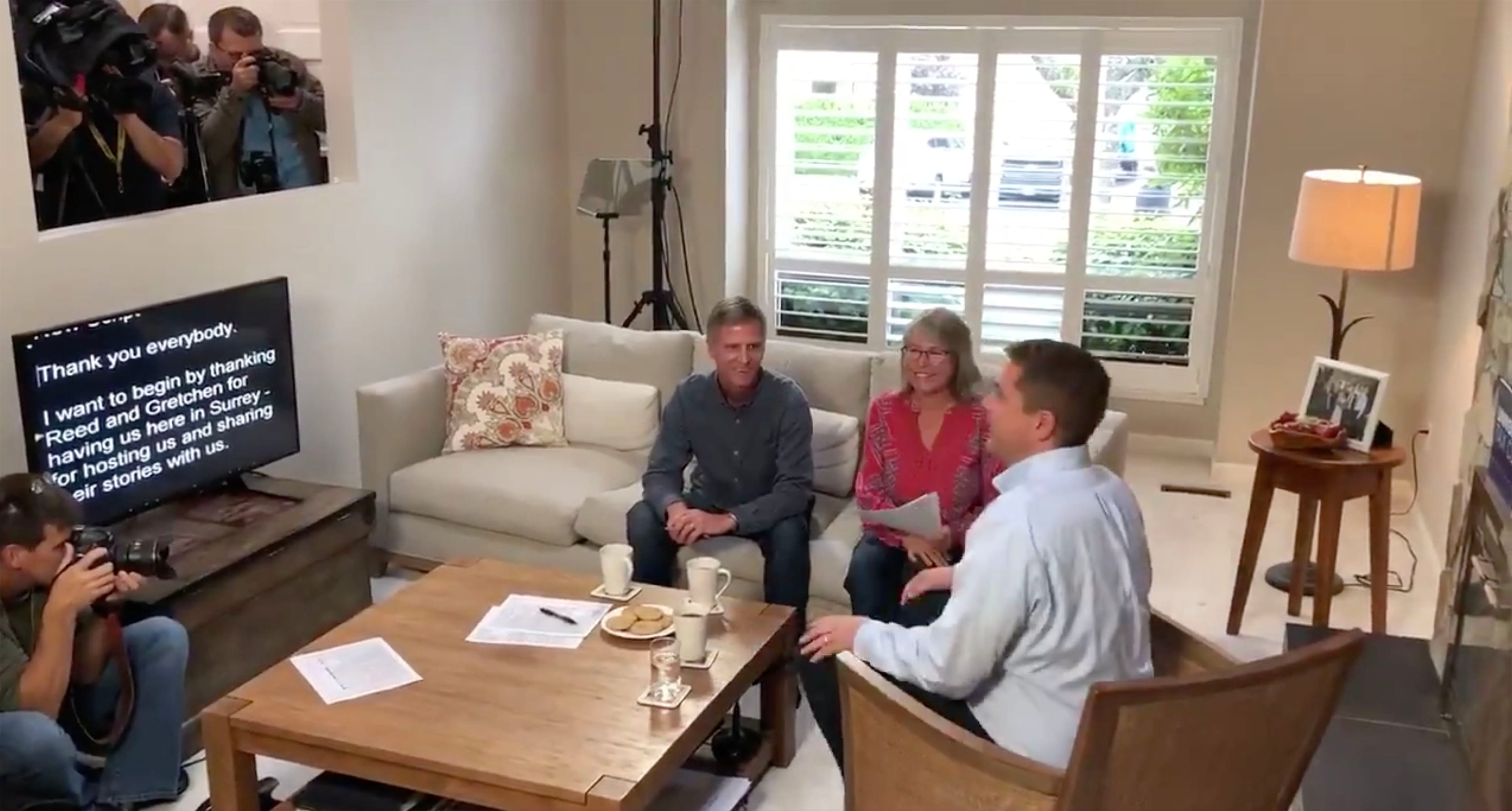 Video still of Andrew Scheer in Surrey, BC. (@CBCKatie/Twitter)