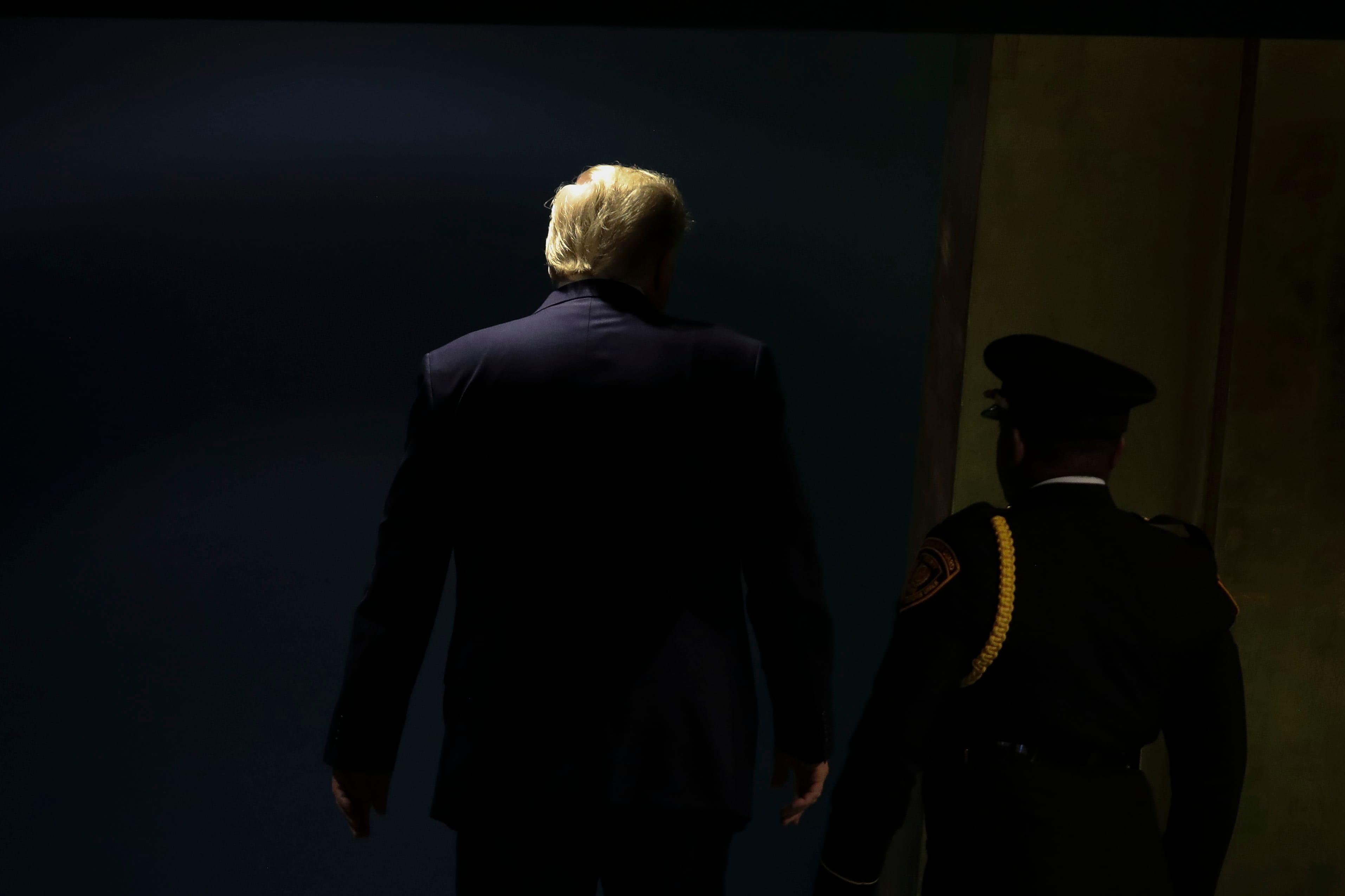 Trump exits after speaking at the UN General Assembly on Sept. 24, 2019 in New York (Drew Angerer/Getty Images)