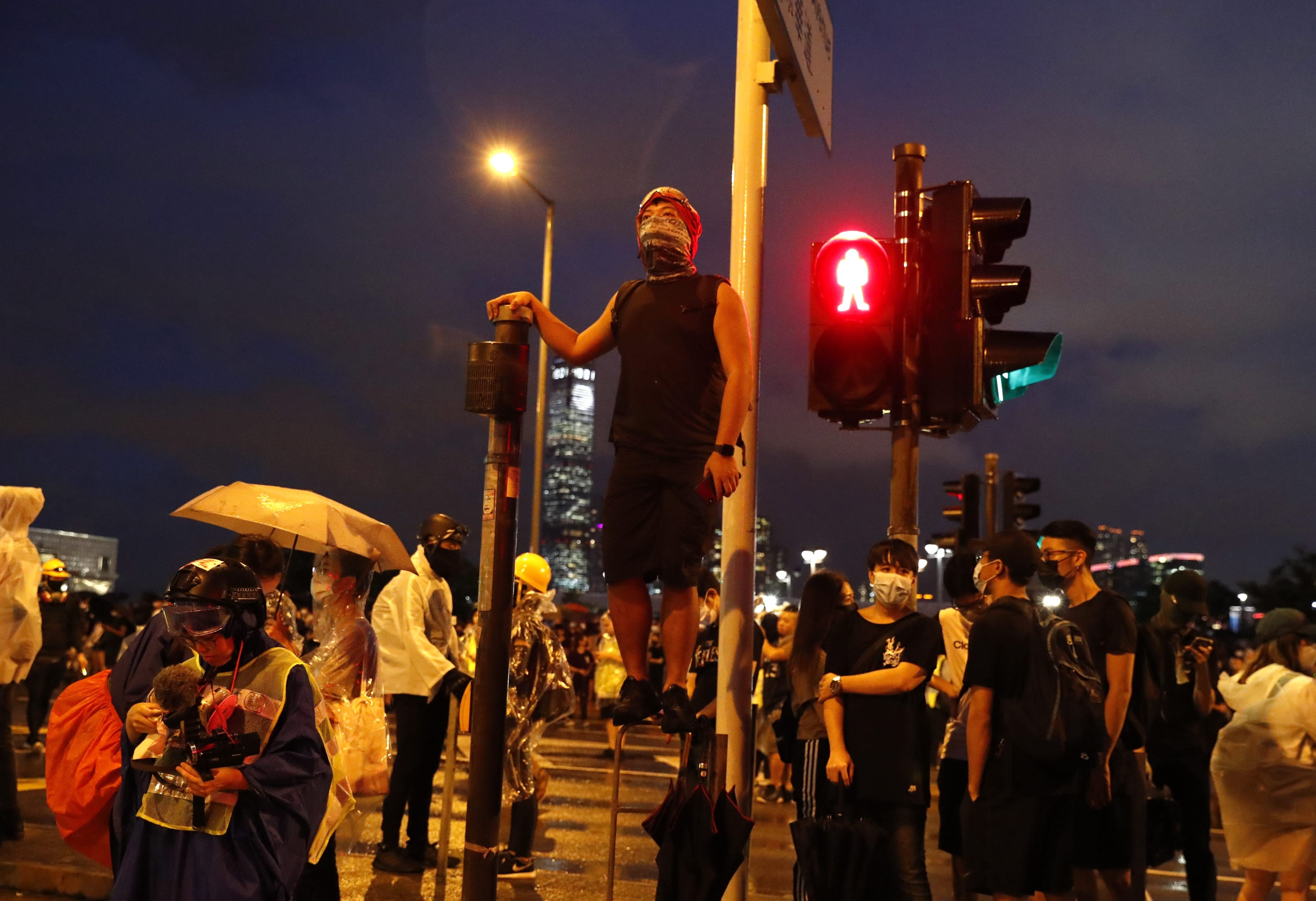 Protesters gather near government buildings in the Admiralty district of Hong Kong. Students promised to boycott the first day of term to add pressure to the government. (Jeon Heon-Kyun/CP/EPA)
