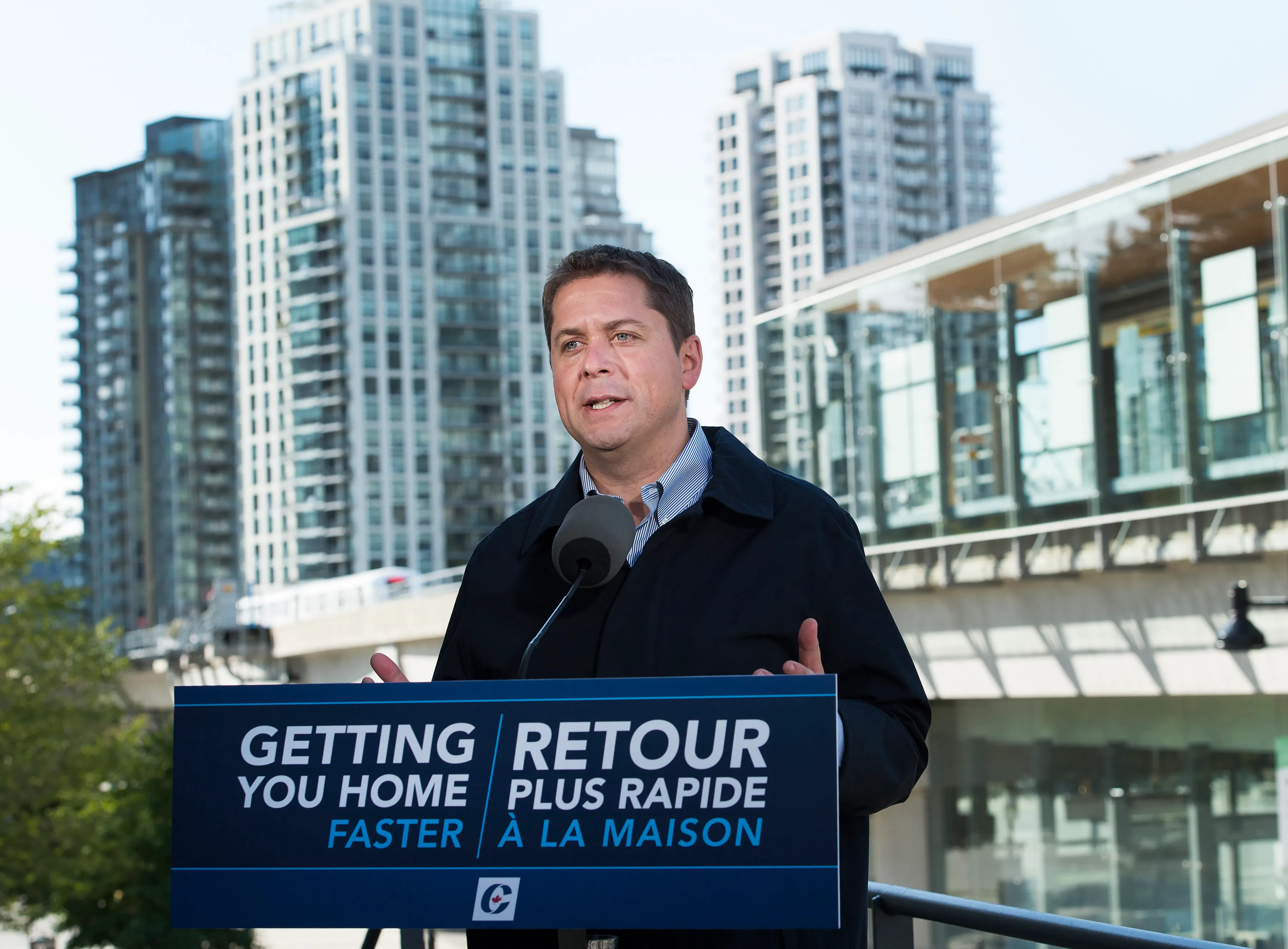 Conservative Leader Andrew Scheer makes a campaign announcement in Coquitlam, B.C., Friday, Sept. 27, 2019. (Nathan Denette/CP)