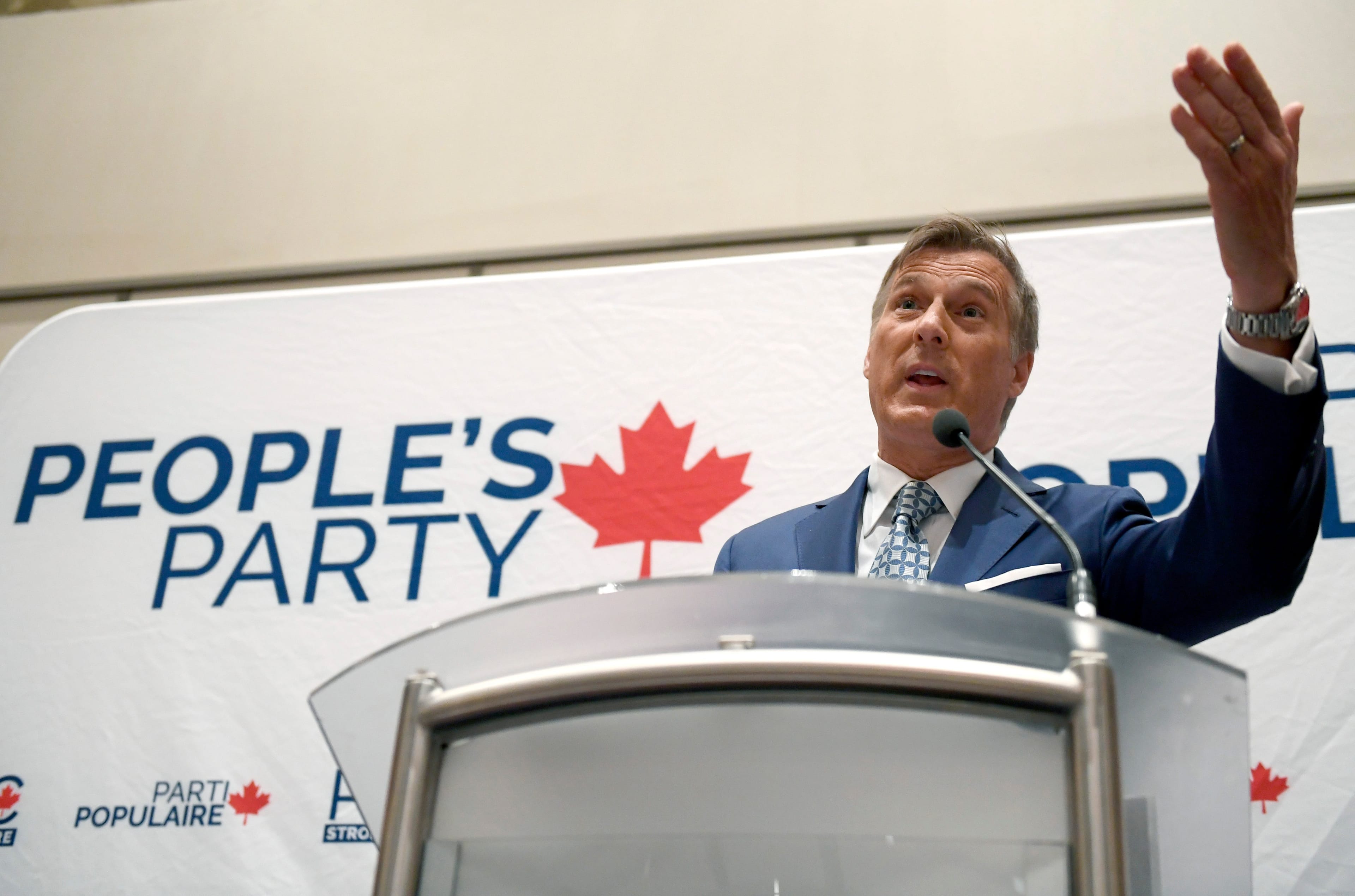 Bernier delivers an address at the PPC National Conference in Gatineau, Que. on Aug.18, 2019 (THE CANADIAN PRESS/Justin Tang)