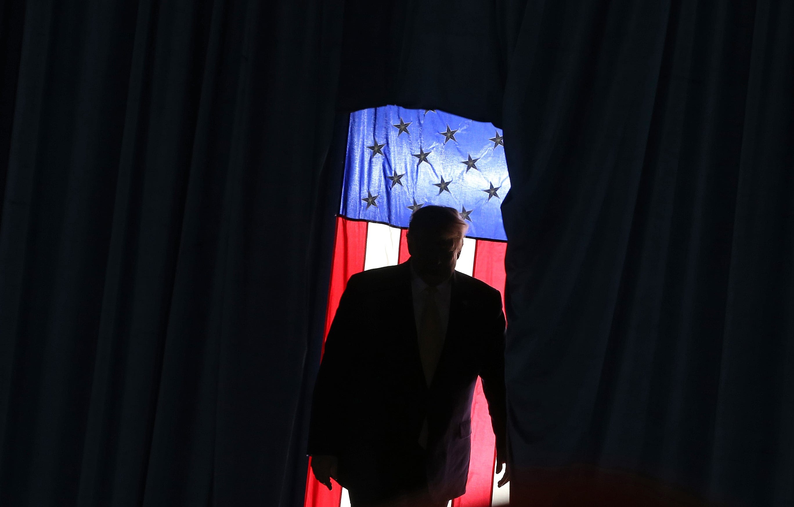 Trump walks on stage during a campaign rally in Lake Charles, Louisiana (Matt Sullivan/Getty Images)