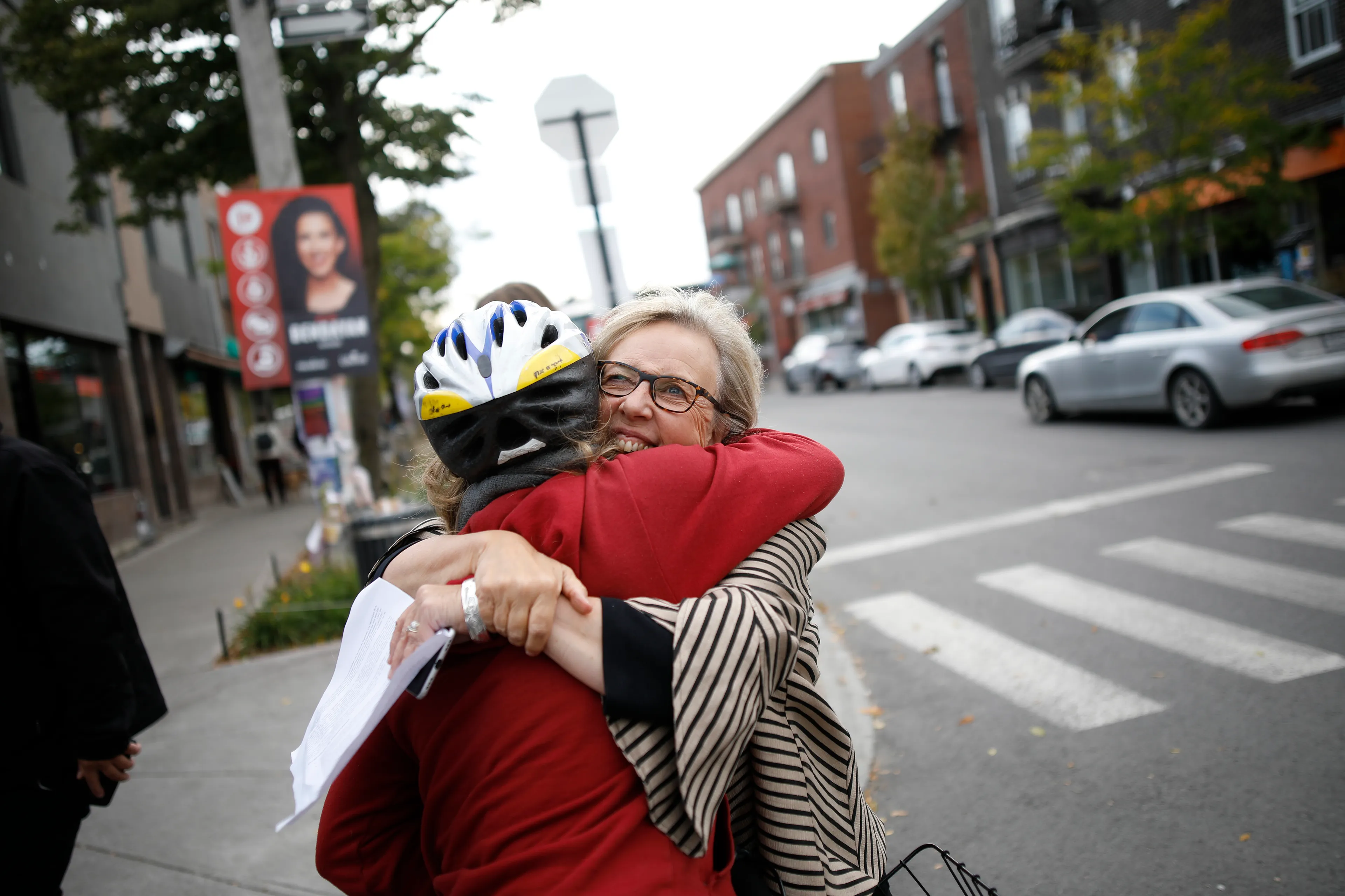 May during an election campaign visit in Montreal, on Oct. 9, 2019. (Photograph by Blair Gable)