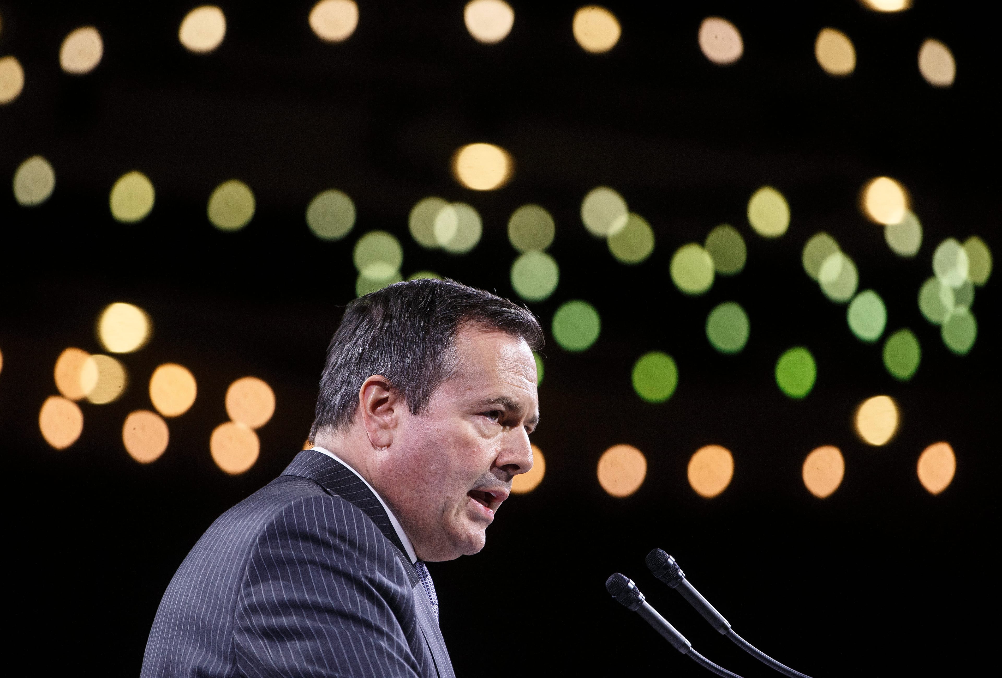 Alberta Premier Jason Kenney delivers his State of the Province address to the Edmonton Chamber of Commerce in Edmonton on Oct. 29, 2019. (CP/Jason Franson)