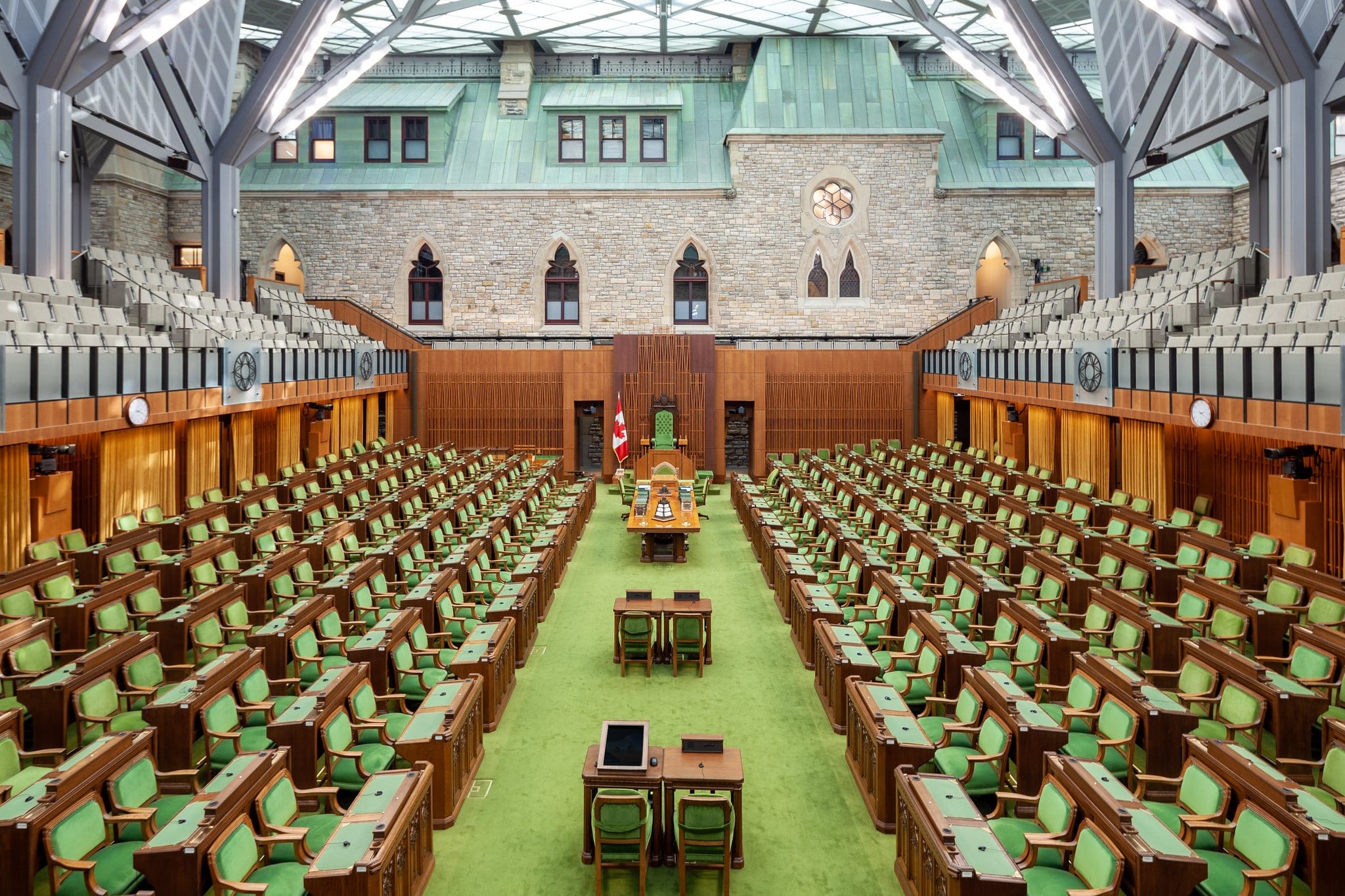 The House of Commons chamber in West Block. (Image © Library of Parliament)