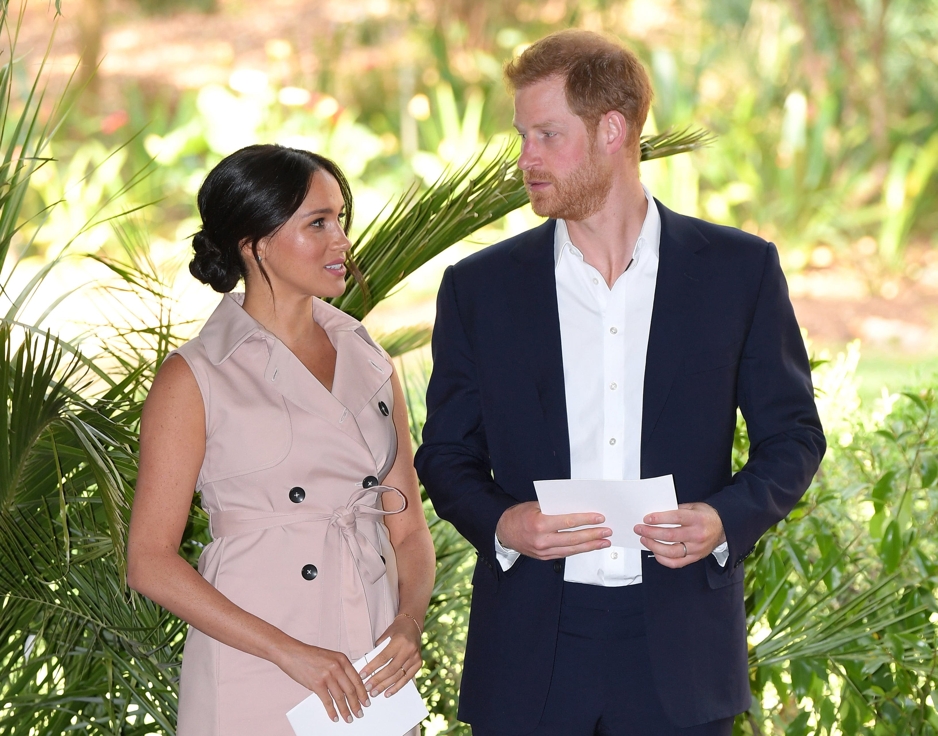 Meghan, Duchess of Sussex and Prince Harry, Duke of Sussex attend a reception to celebrate the UK and South Africa’s important business and investment relationship at the High Commissioner’s Residence during their royal tour of South Africa on October 02, 2019 in Johannesburg, South Africa. (Karwai Tang/WireImage/Getty Images)