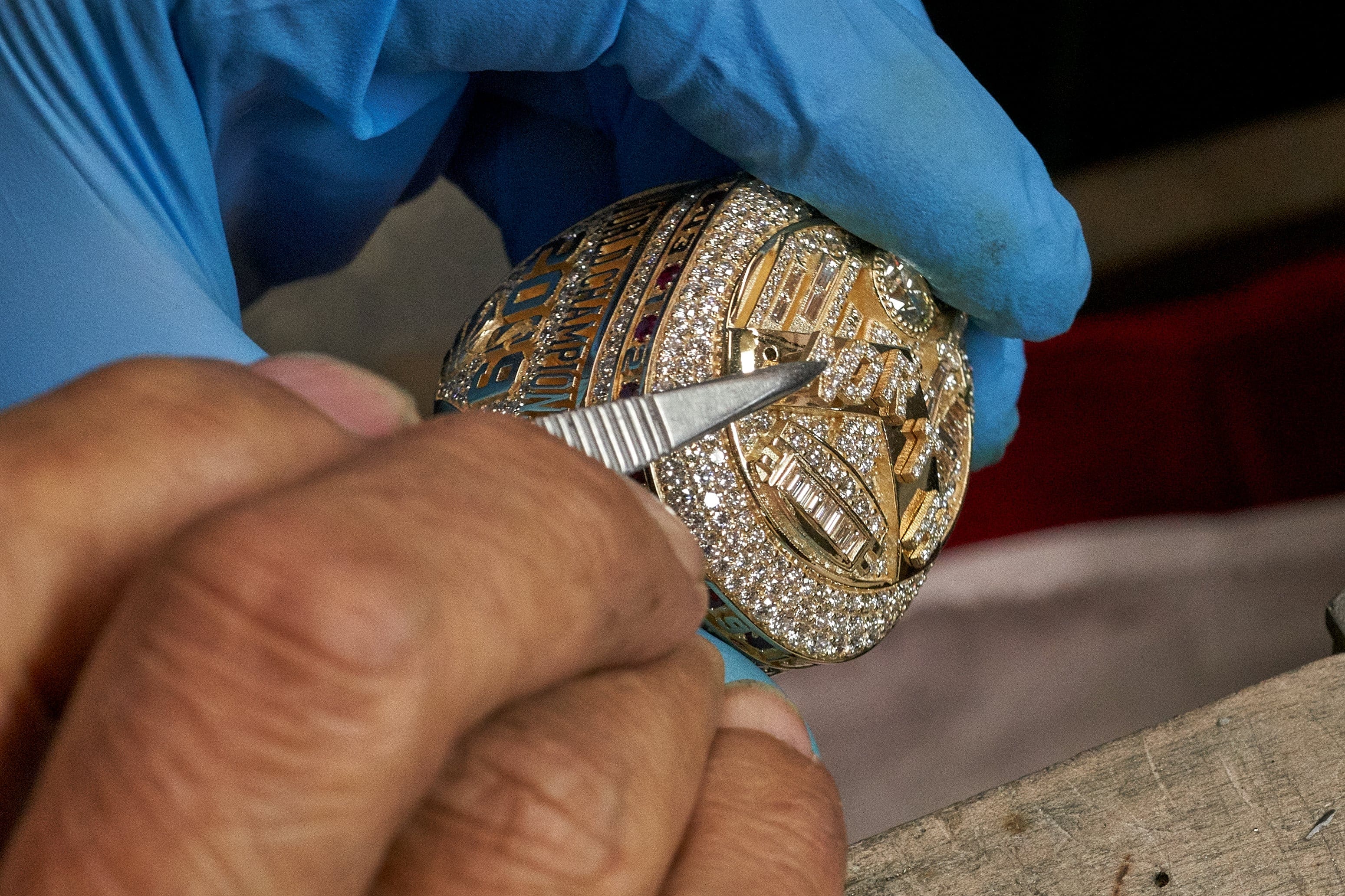 The Raptors’ ring is the largest NBA championship ring ever made, with more than 650 Canadian-mined diamonds totalling 14 carats (Photograph by Geoff Robins)