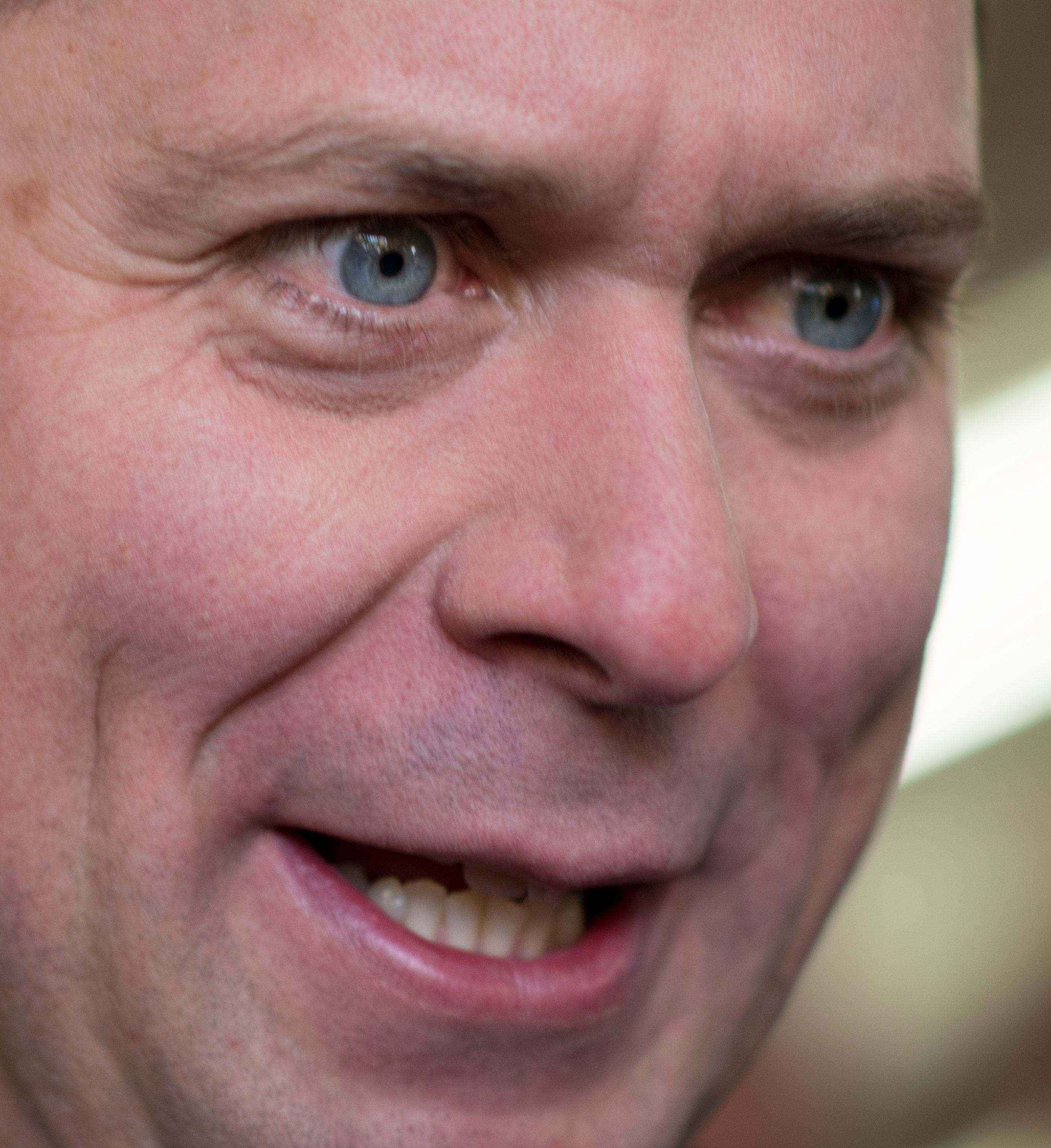 Scheer following an announcement Thursday at a volunteer fire department in Upper Kingsclear, N.B. (Jonathan Hayward/CP)