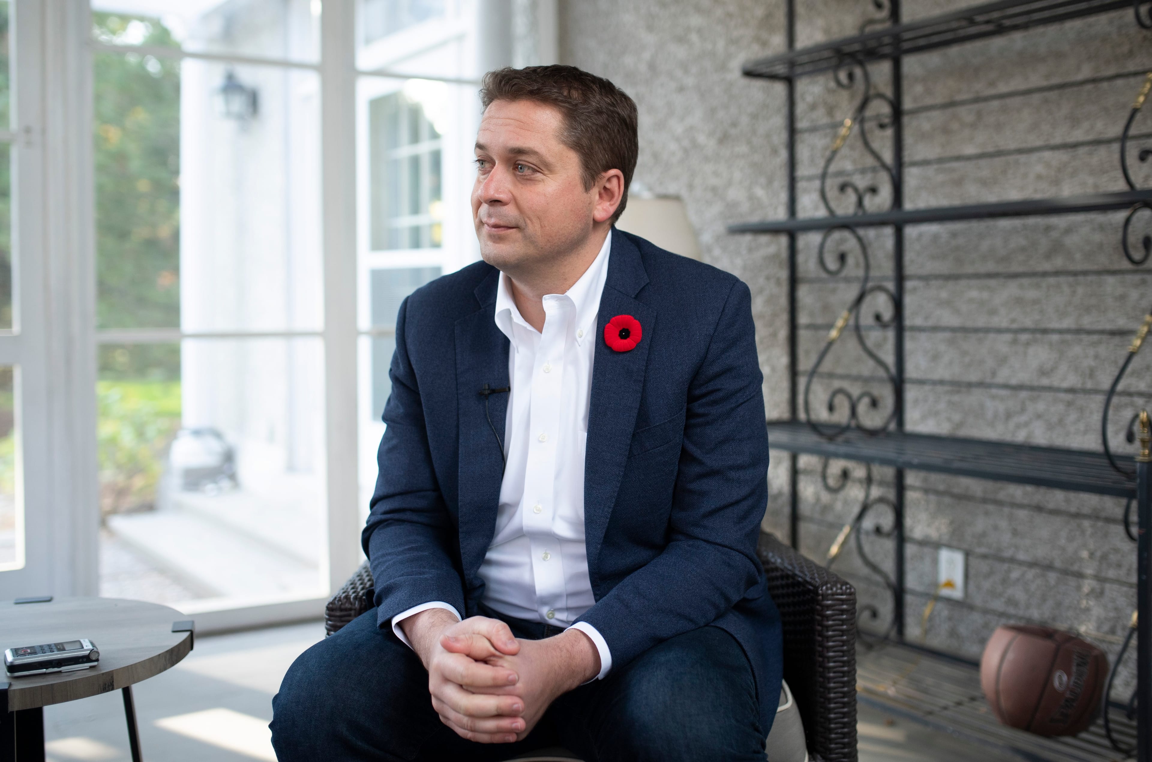 Conservative Leader Andrew Scheer participates in an interview reflecting on the 2019 Federal election, in Ottawa, on Thursday, Oct. 24, 2019. THE CANADIAN PRESS/Justin Tang