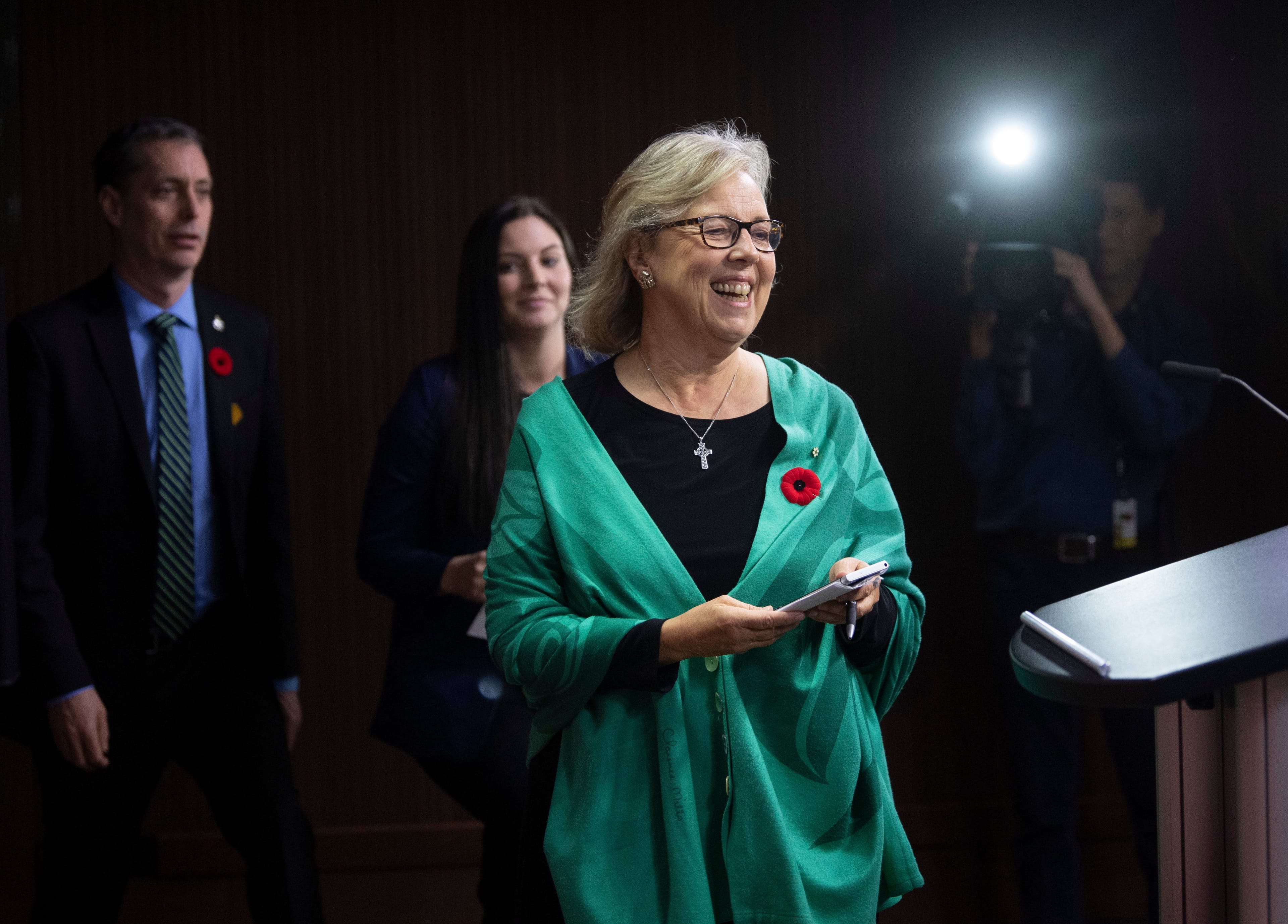 May announces she will step down as Green leader in Ottawa on Nov. 4, 2019 (THE CANADIAN PRESS/Adrian Wyld)