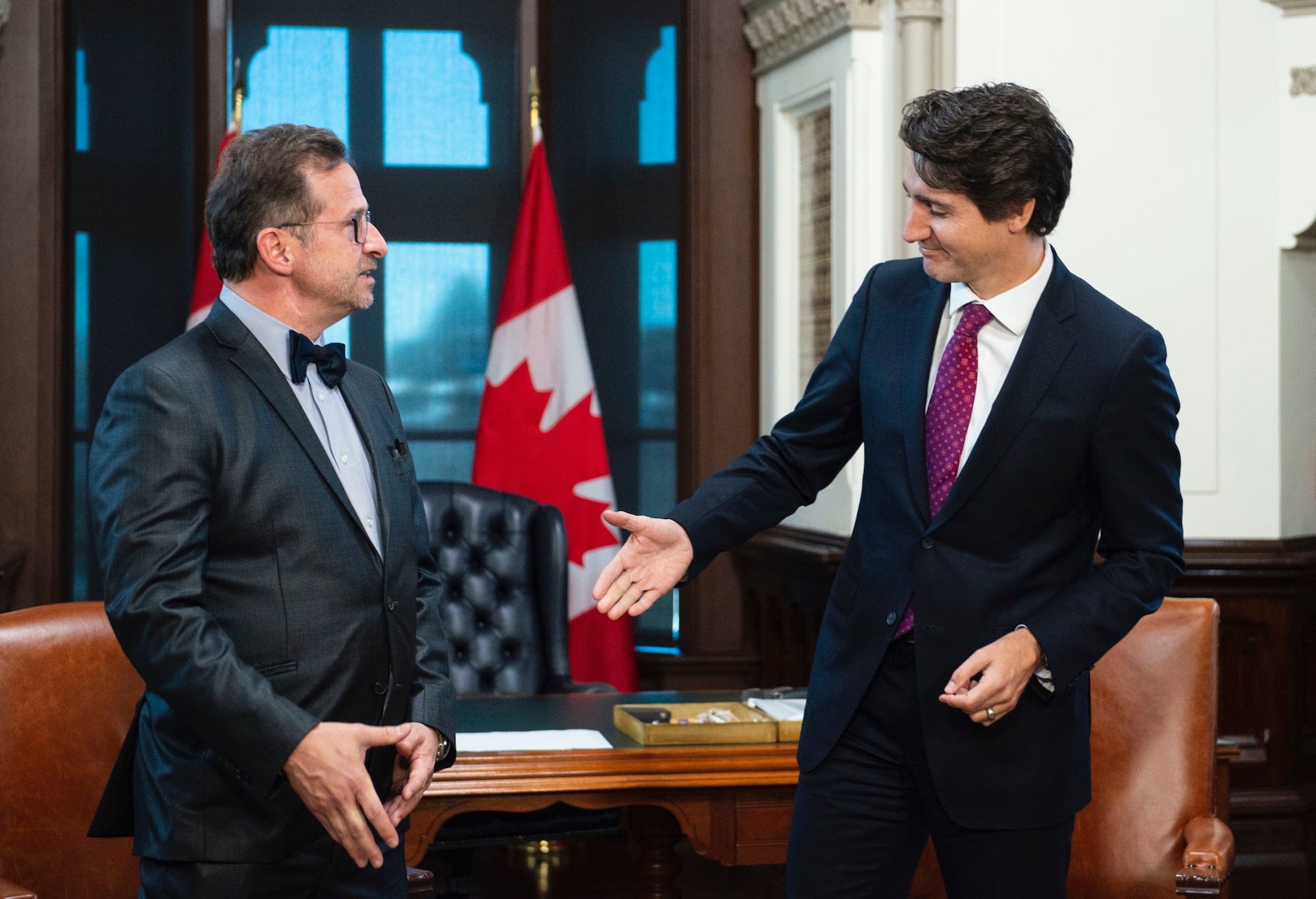 Prime Minister Justin Trudeau meets with Bloc Quebecois leader Yves-Francois Blanchet on Parliament Hill in Ottawa on Wednesday, Nov. 13, 2019. THE CANADIAN PRESS/Sean Kilpatrick