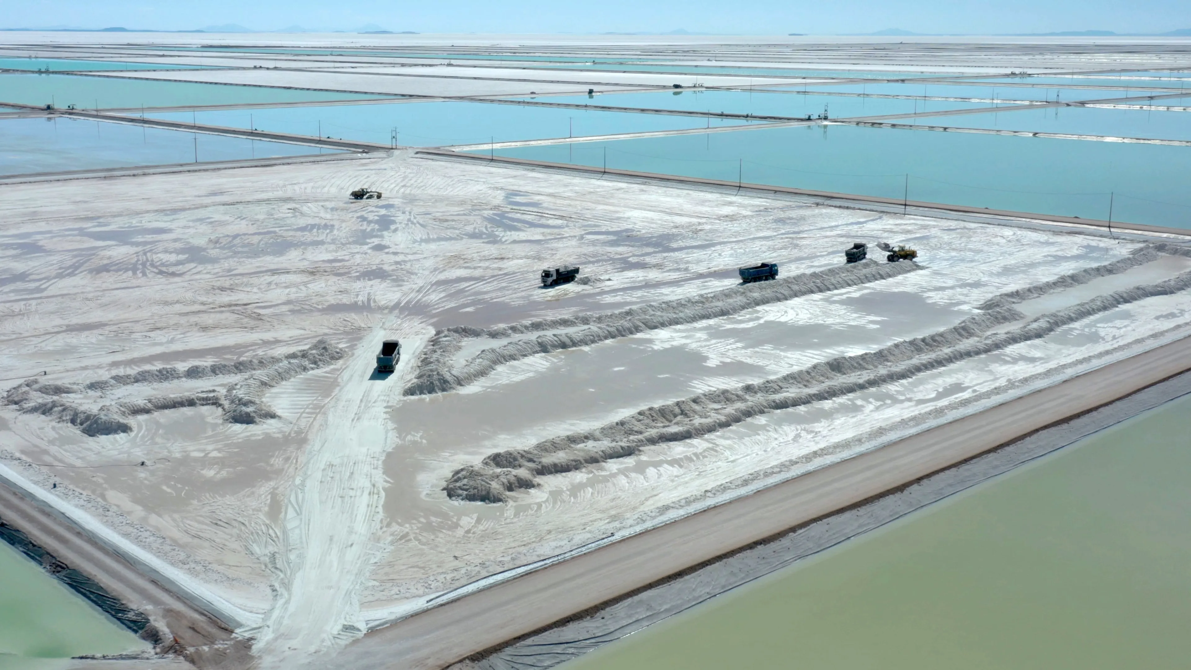 A new state-owned extraction complex in the Salar de Uyuni salt flats in Bolivia will provide lithium to meet northern countries' demand for electric vehicles (Pablo Cozzaglio/AFP/Getty Images)