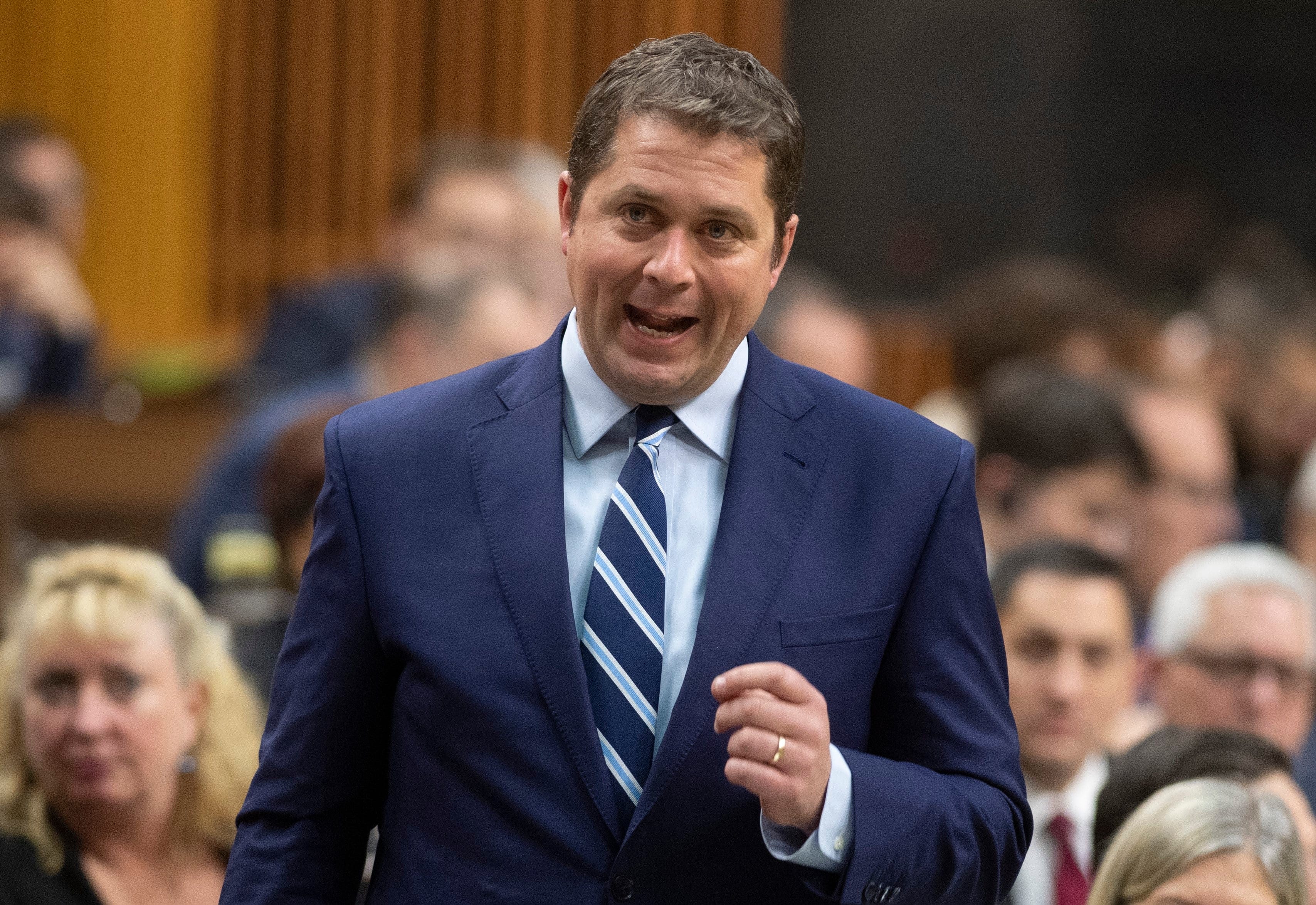 Leader of the Opposition Andrew Scheer rises during Question Period in the House of Commons Tuesday December 10, 2019 in Ottawa. (Adrian Wyld/CP)