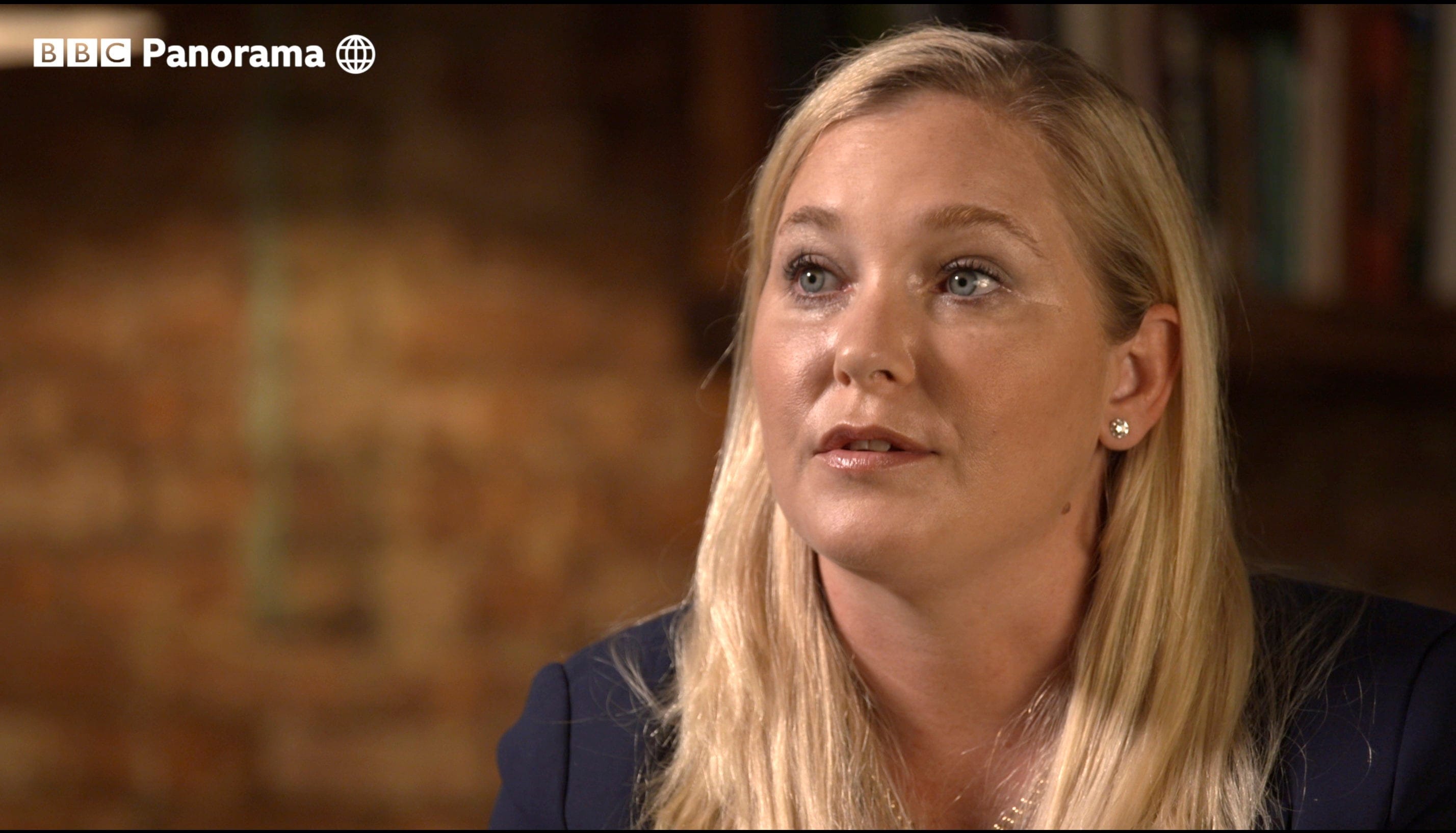 In this image taken from video issued by the BBC, Virginia Roberts Giuffre speaks during an interview on the BBC Panorama program that will be aired on Monday Dec. 2, 2019. (BBC Panorama via AP)