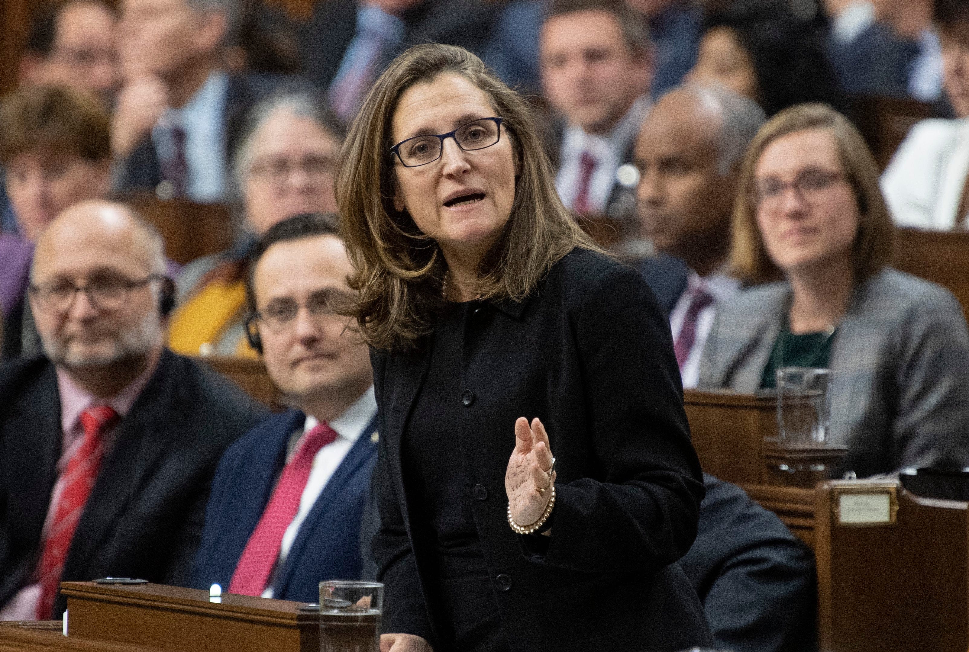 Deputy Prime Minister and Minister of Intergovernmental Affairs Chrystia Freeland responds to a question during Question Period in the House of Commons Monday December 9, 2019 in Ottawa. THE CANADIAN PRESS/Adrian Wyld