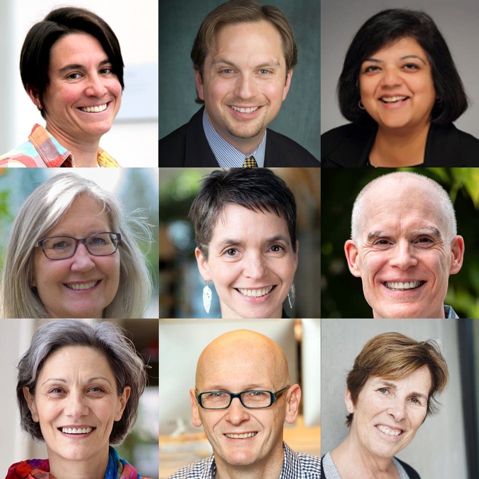 Clockwise from top left: Heather Jamniczky, Brent Mainprize, Nancy Nelson, Diane Symballuk, Paul Cubbon, Aleksandra Zecevic, Dave Andrews, Judy Thompson, and Tiffany Potter.