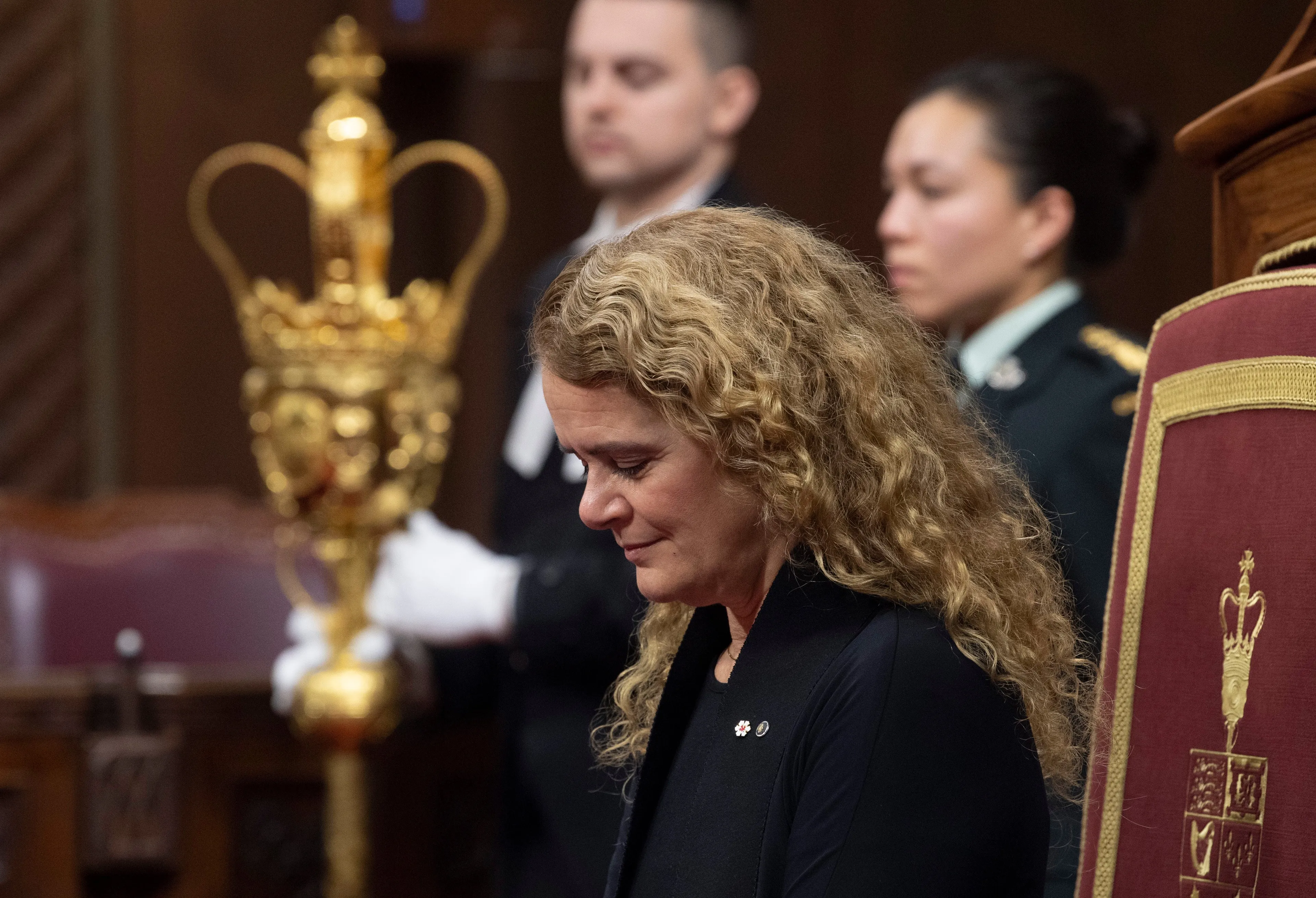 Governor General Julie Payette nods giving royal assent of a government bill during a ceremony in the Senate chamber in Ottawa, Dec. 12, 2019. (Adrian Wyld/CP)