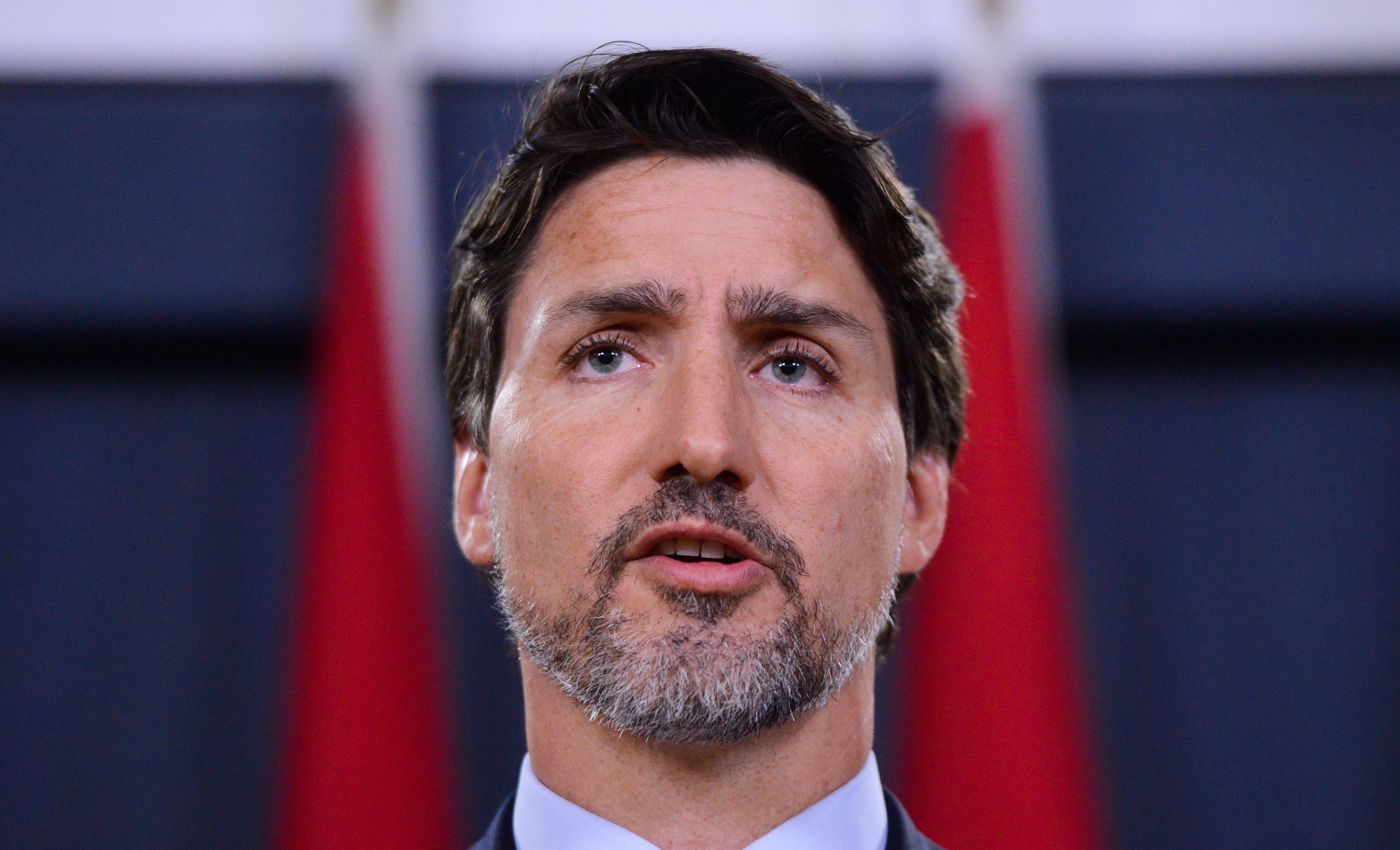 Prime Minister Justin Trudeau holds a press conference at the National Press Theatre in Ottawa on Jan. 8, 2020. (Sean Kilpatrick/CP)