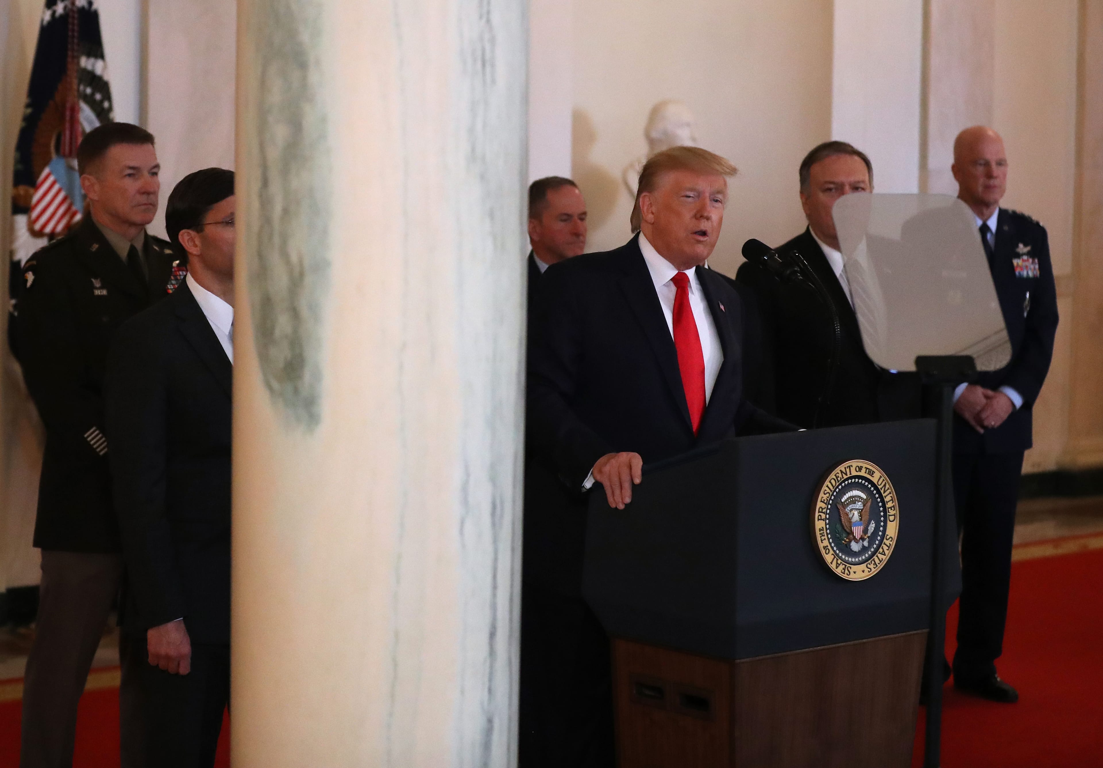 Trump addresses the Iranian missile attacks in Iraq. (Chip Somodevilla/Getty Images)