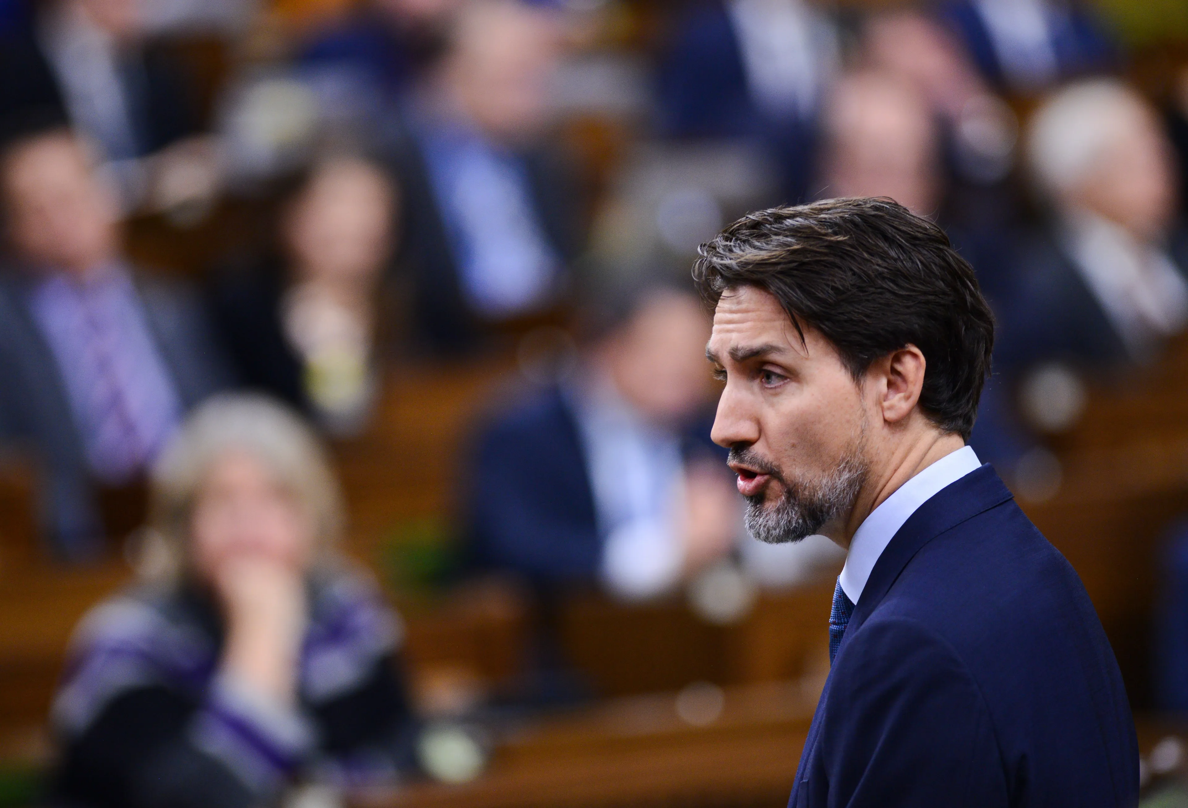 Trudeau delivers a statement in the House of Commons on Feb. 18, 2020 (CP/Sean Kilpatrick)