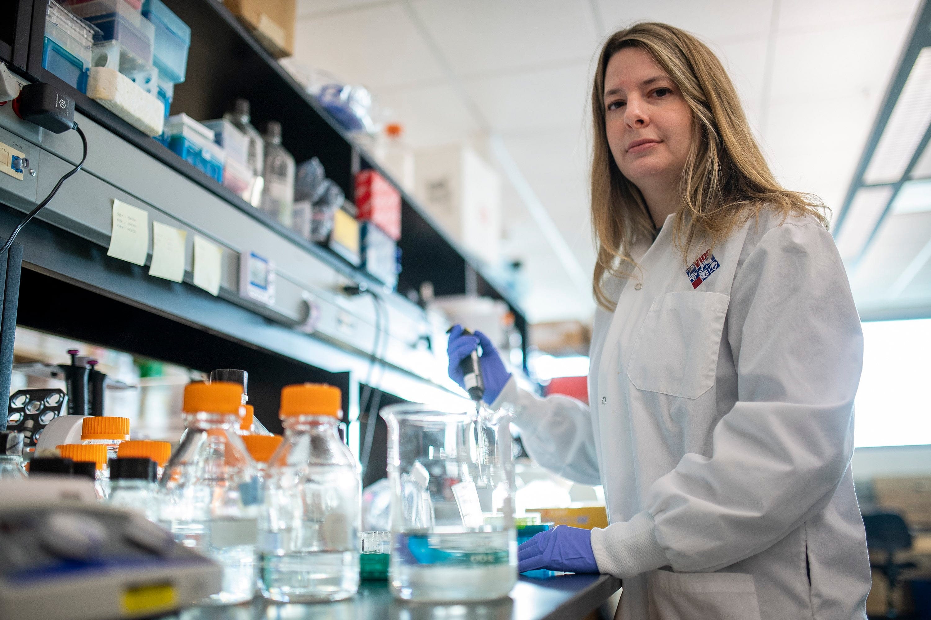 Alyson Kelvin at the University of Saskatchewan lab inside VIDO-InterVac in Saskatoon. THE CANADIAN PRESS/Liam Richards