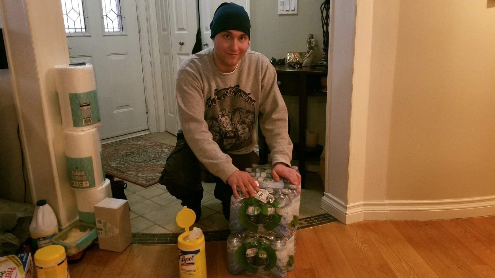 Simmons, with some supplies destined for people who can't get out to shop (Zachary Simmons)