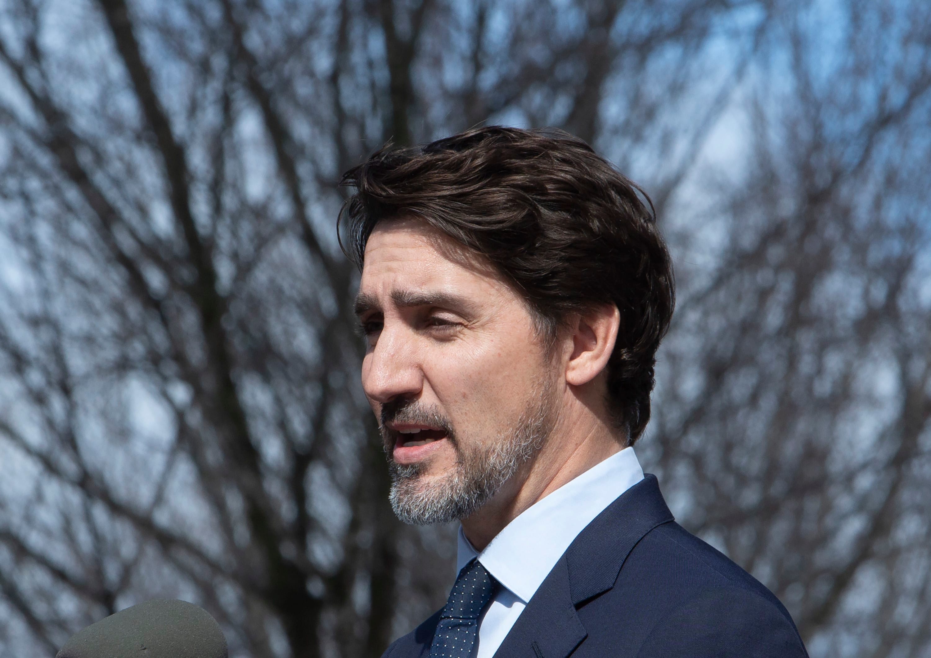 Prime Minister Justin Trudeau holds a news conference at Rideau cottage in Ottawa, on Friday, March 13, 2020. (Fred Chartrand/CP)