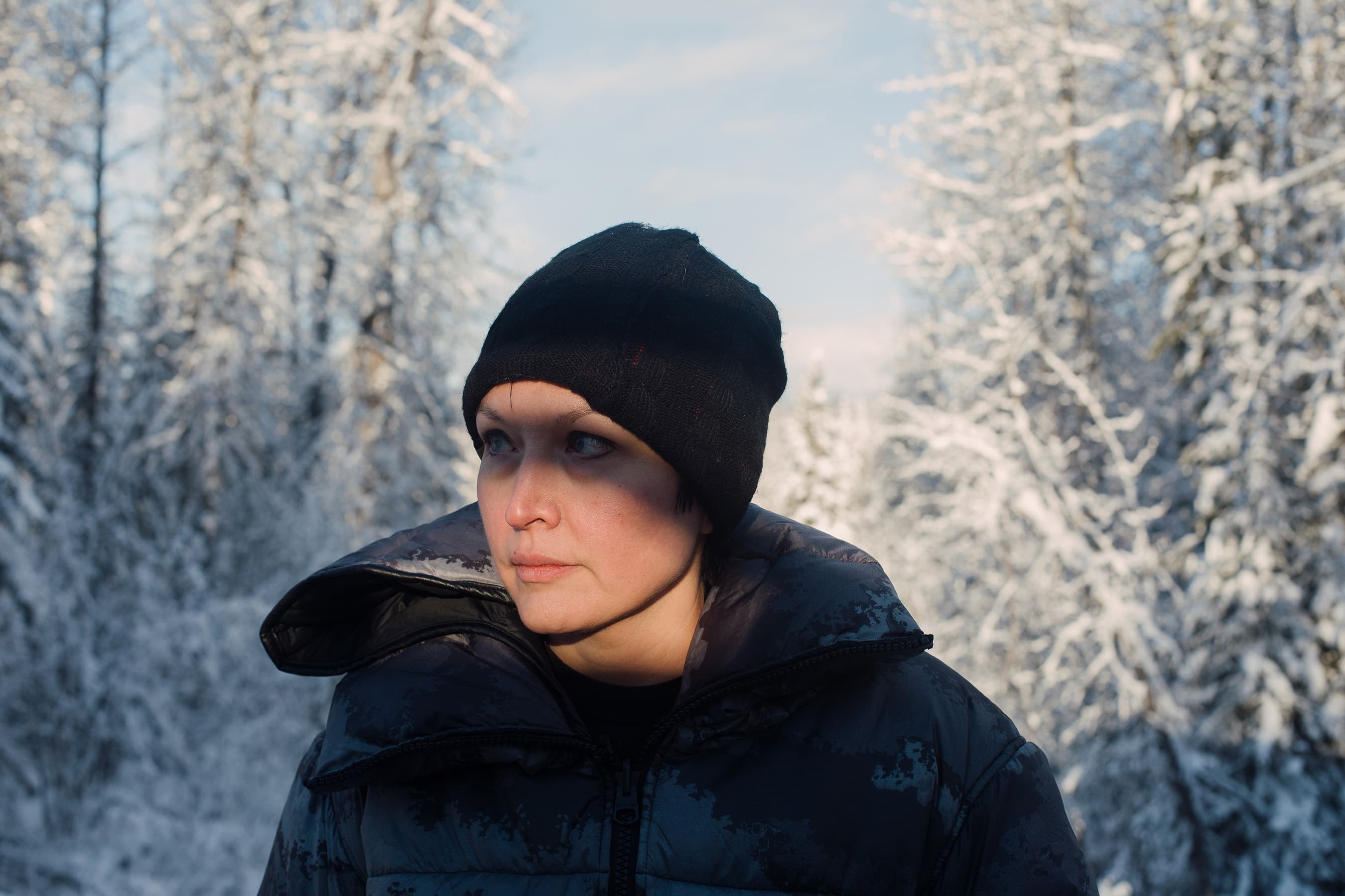 Wickham at the checkpoint near Houston, B.C., in December 2018 (Amber Bracken)