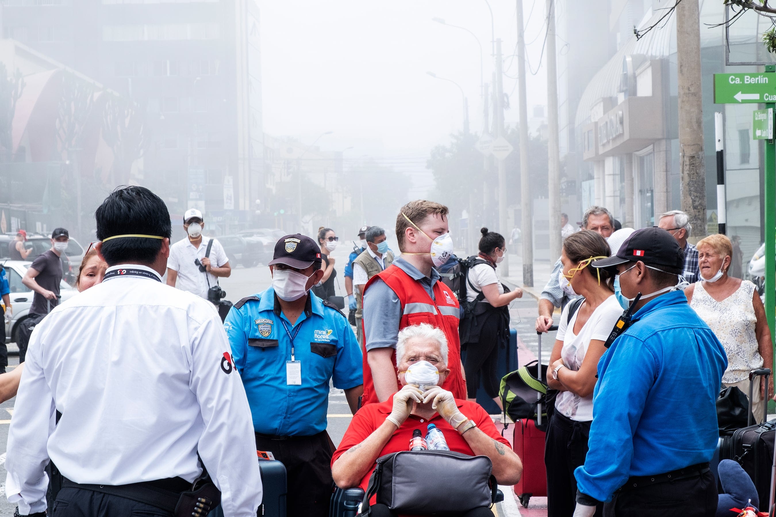Canadians tourists at the Canadian embassy in Lima, Peru, preparing to be repatriated to their home country. (David Julià)