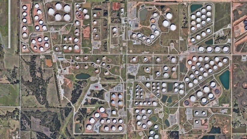 Oil storage tanks near Cushing, Oklahoma (Google Earth)