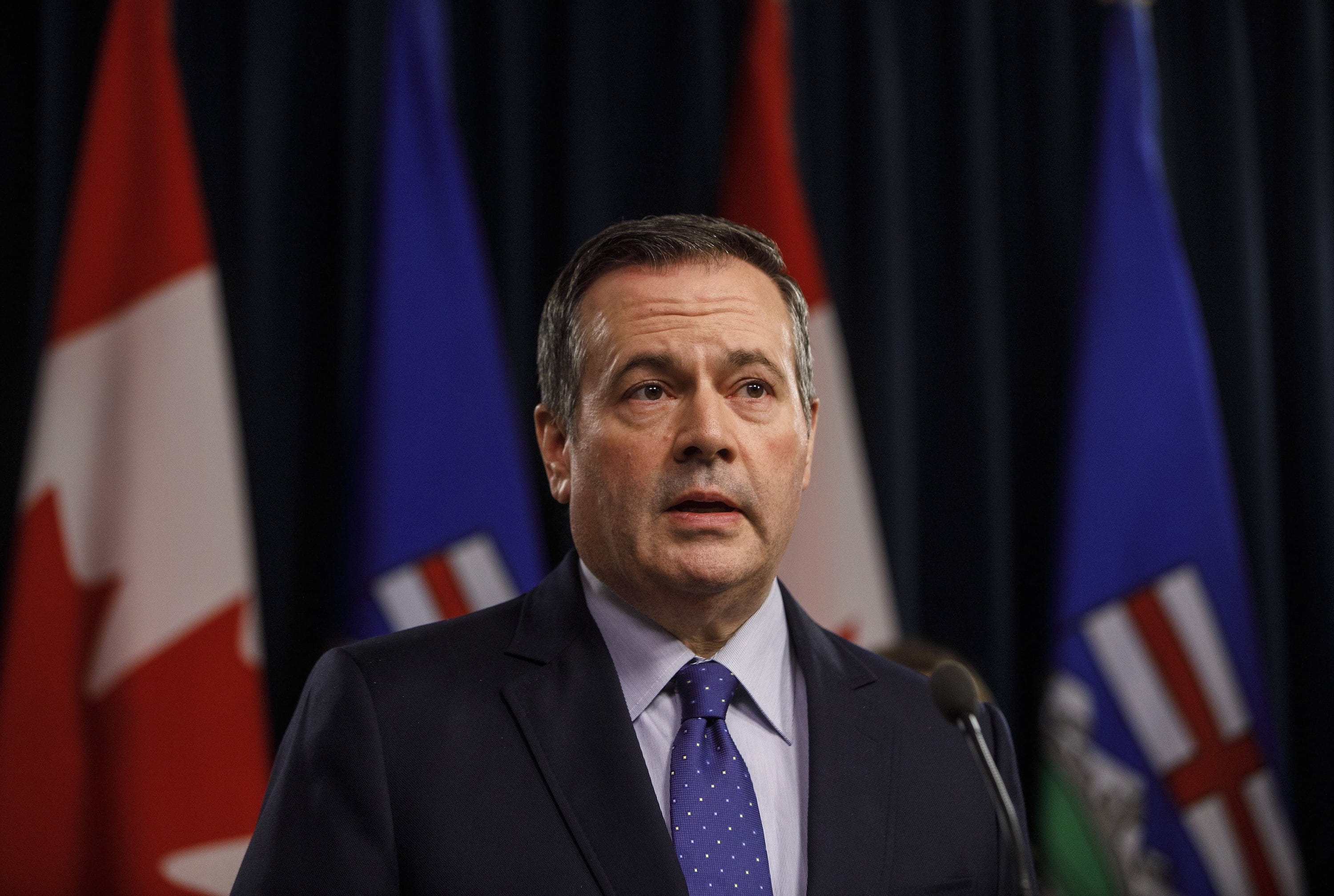 Alberta Premier Jason Kenney updates media on measures taken to help with COVID-19, in Edmonton on Friday, March 20, 2020. Hundreds of Alberta doctors have signed an open letter asking the Kenney government to delay its proposed restructuring of the health care system. THE CANADIAN PRESS/Jason Franson