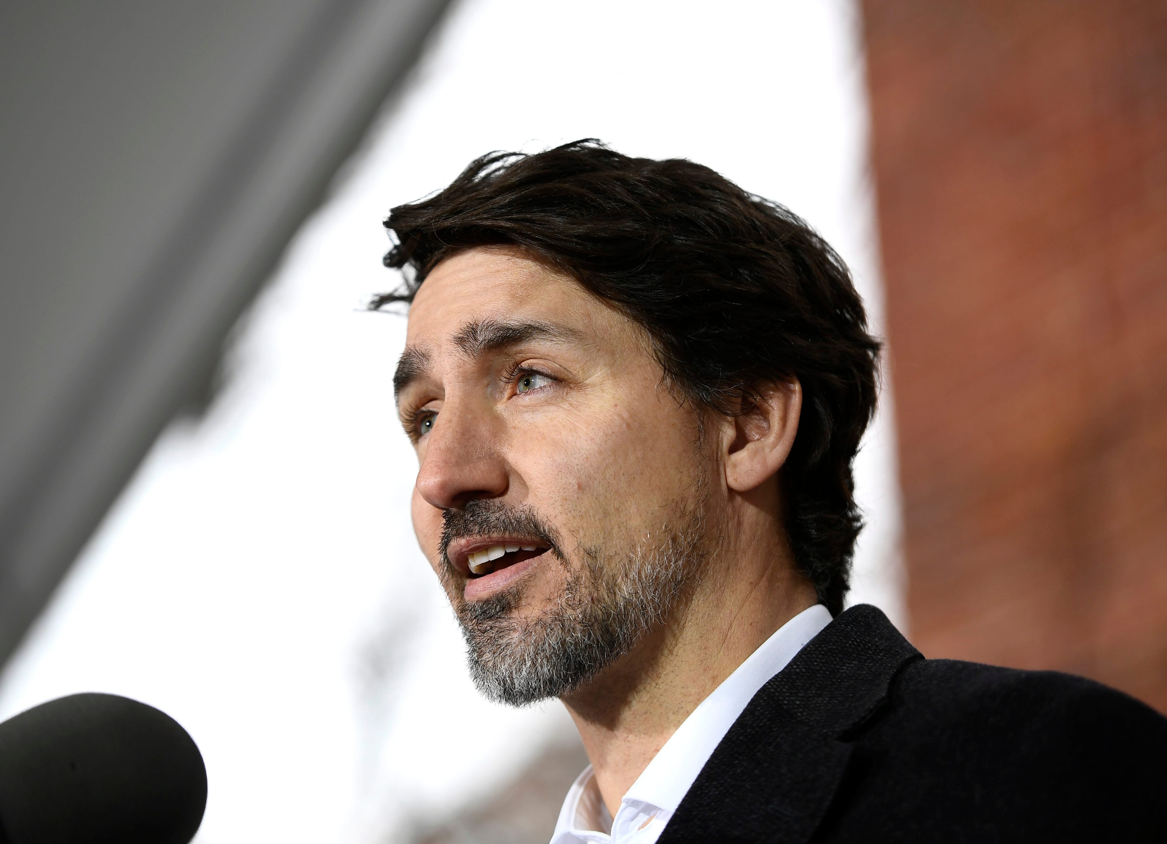 Prime Minister Justin Trudeau speaks during his daily press conference on COVID-19 in front of his residence at Rideau Cottage, on the grounds of Rideau Hall in Ottawa, on Sunday, March 29, 2020. THE CANADIAN PRESS/Justin Tang