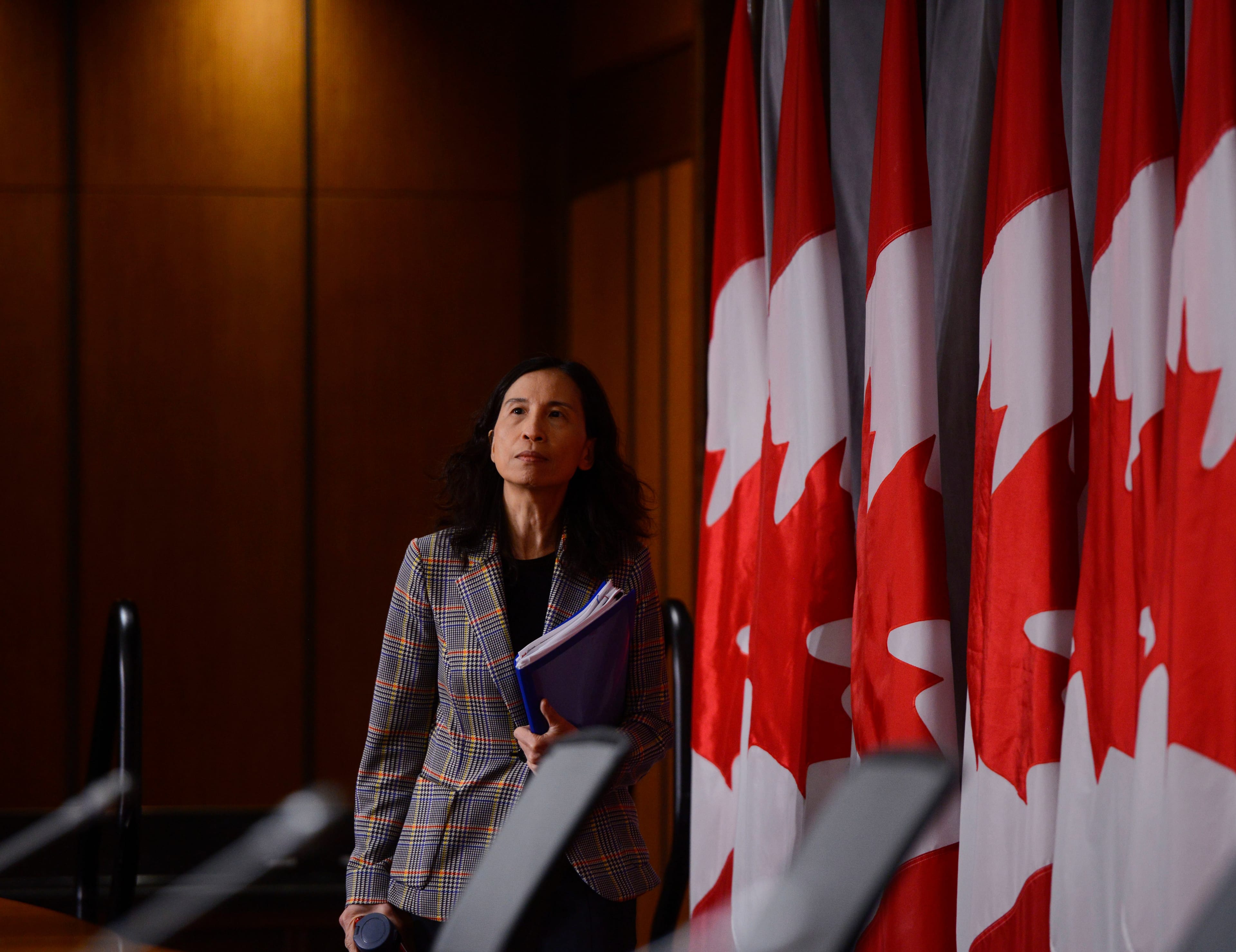 Tam takes part in a press conference on Parliament Hill during the COVID-19 pandemic on May 8, 2020 (CP/Sean Kilpatrick)