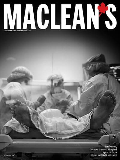 The June 2020 cover of Maclean's with an image from Dawn Lim's series.