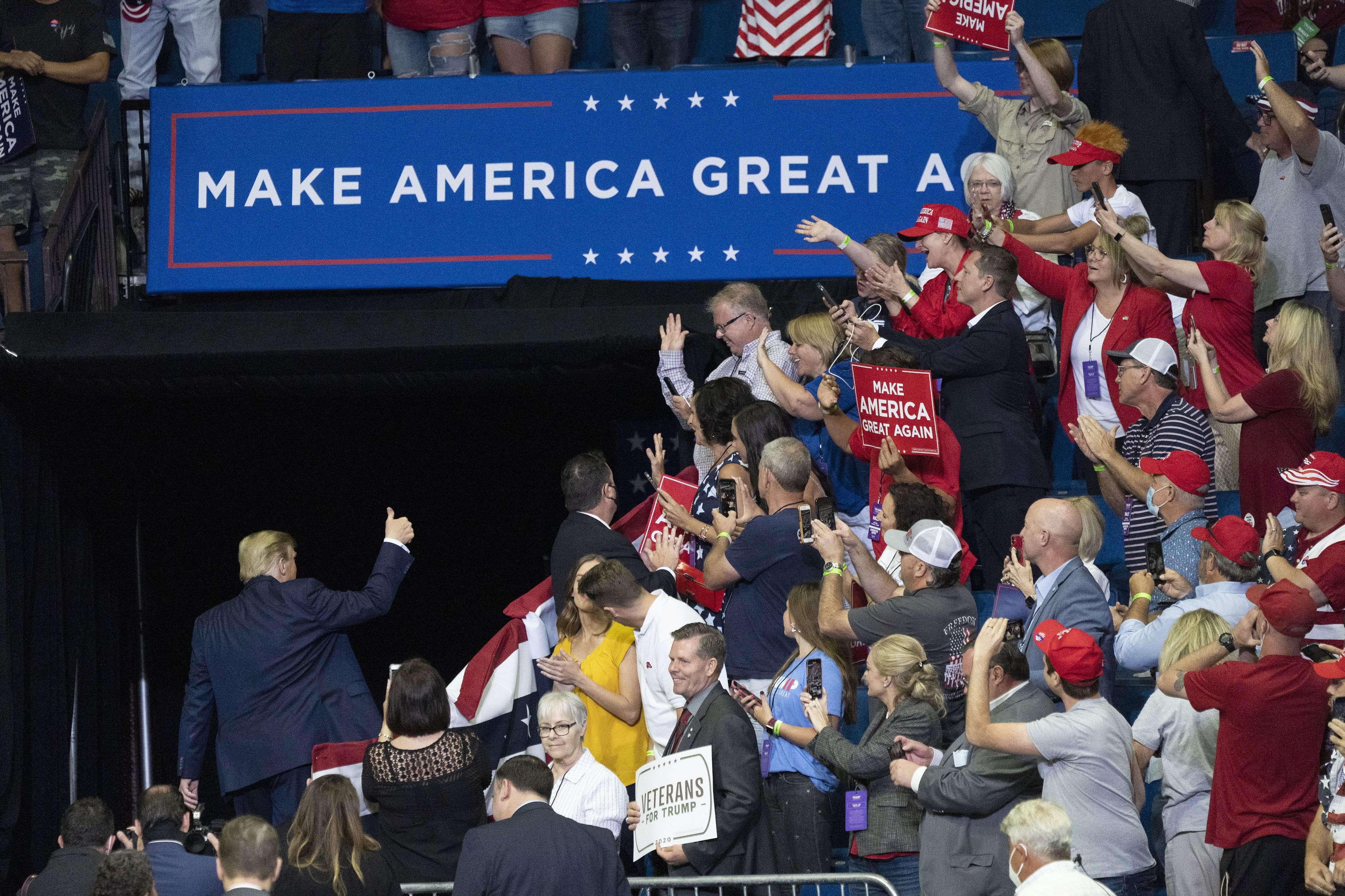 Trump leaves a rally in Tulsa, Okla., on June 20, 2020 (Go Nakamura/Bloomberg via Getty Images)