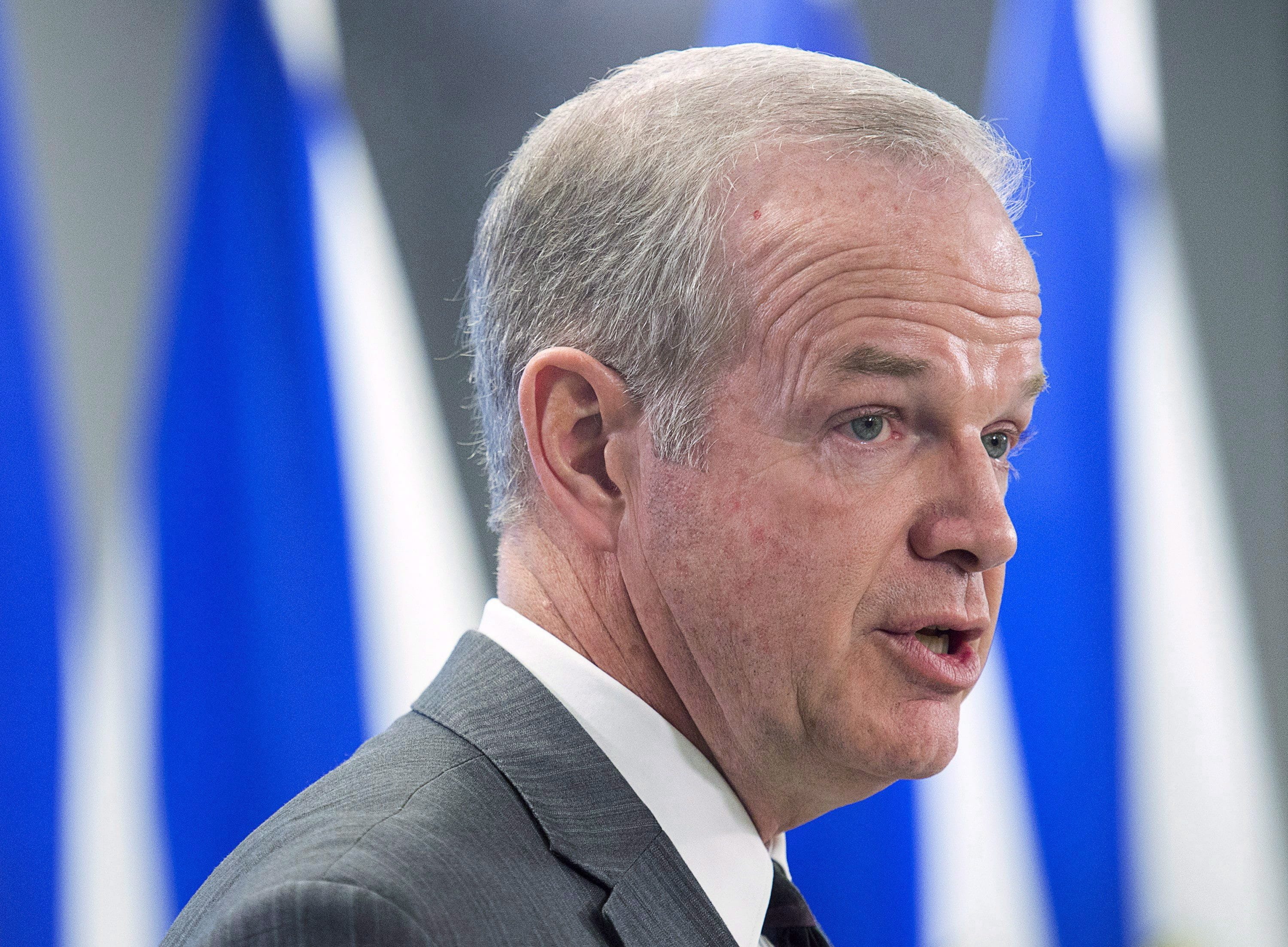 Nova Scotia Justice Minister Mark Furey holds a briefing in Halifax on April 3, 2018 (CP/Andrew Vaughan)