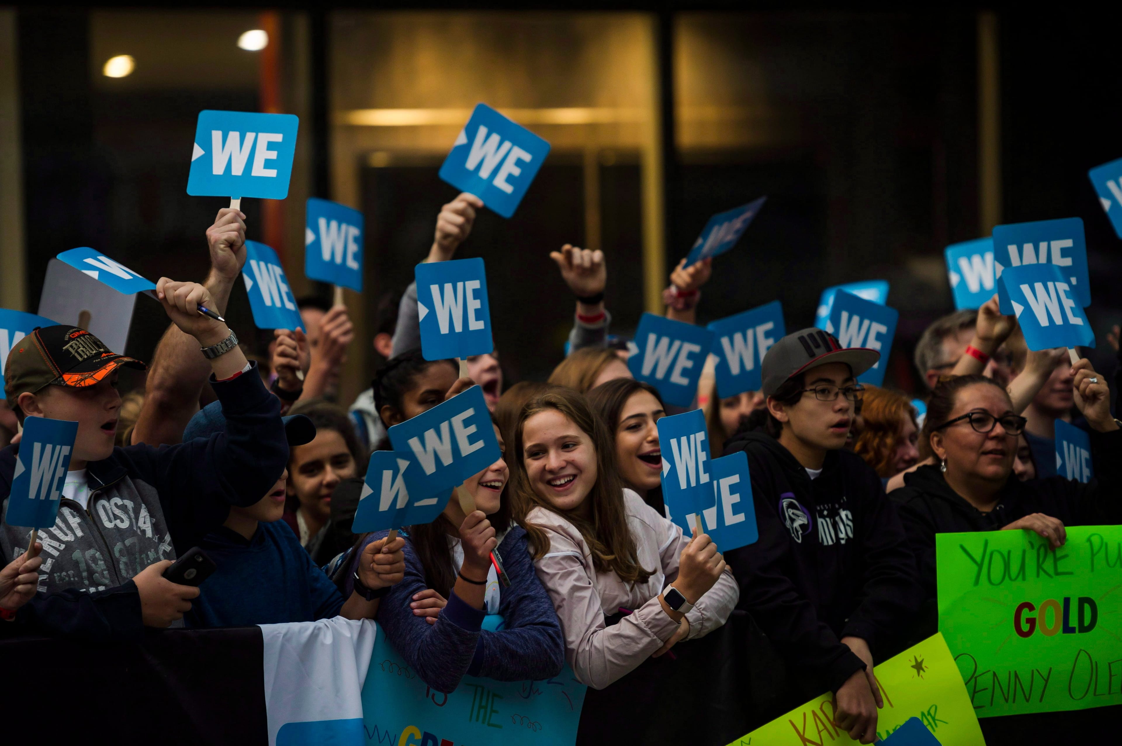 A crowd gathers before the WE Day event in Toronto, on Sept. 20, 2018 (CP/Christopher Katsarov)