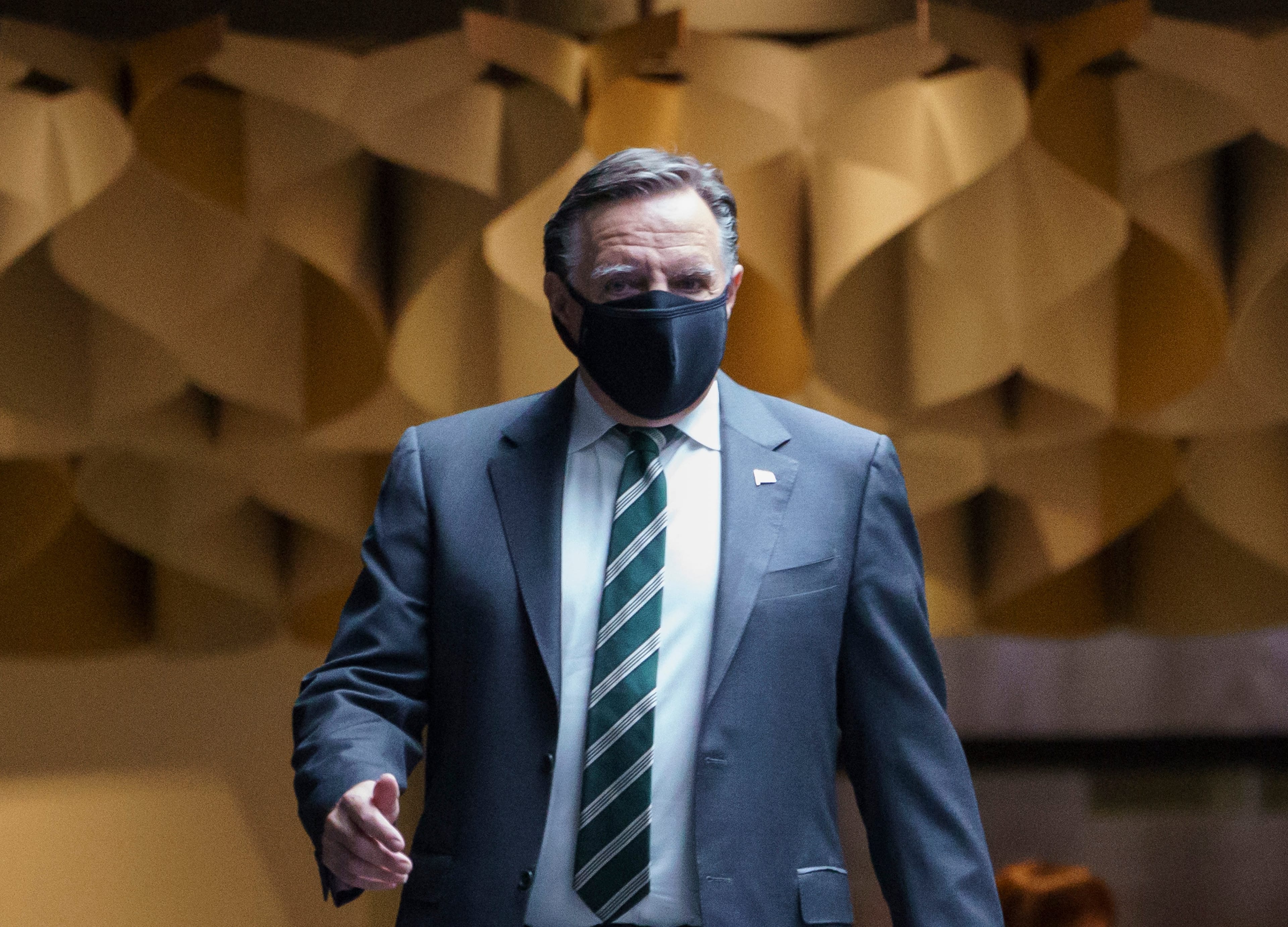 Legault at a news conference last week in Montreal (Paul Chiasson/CP)