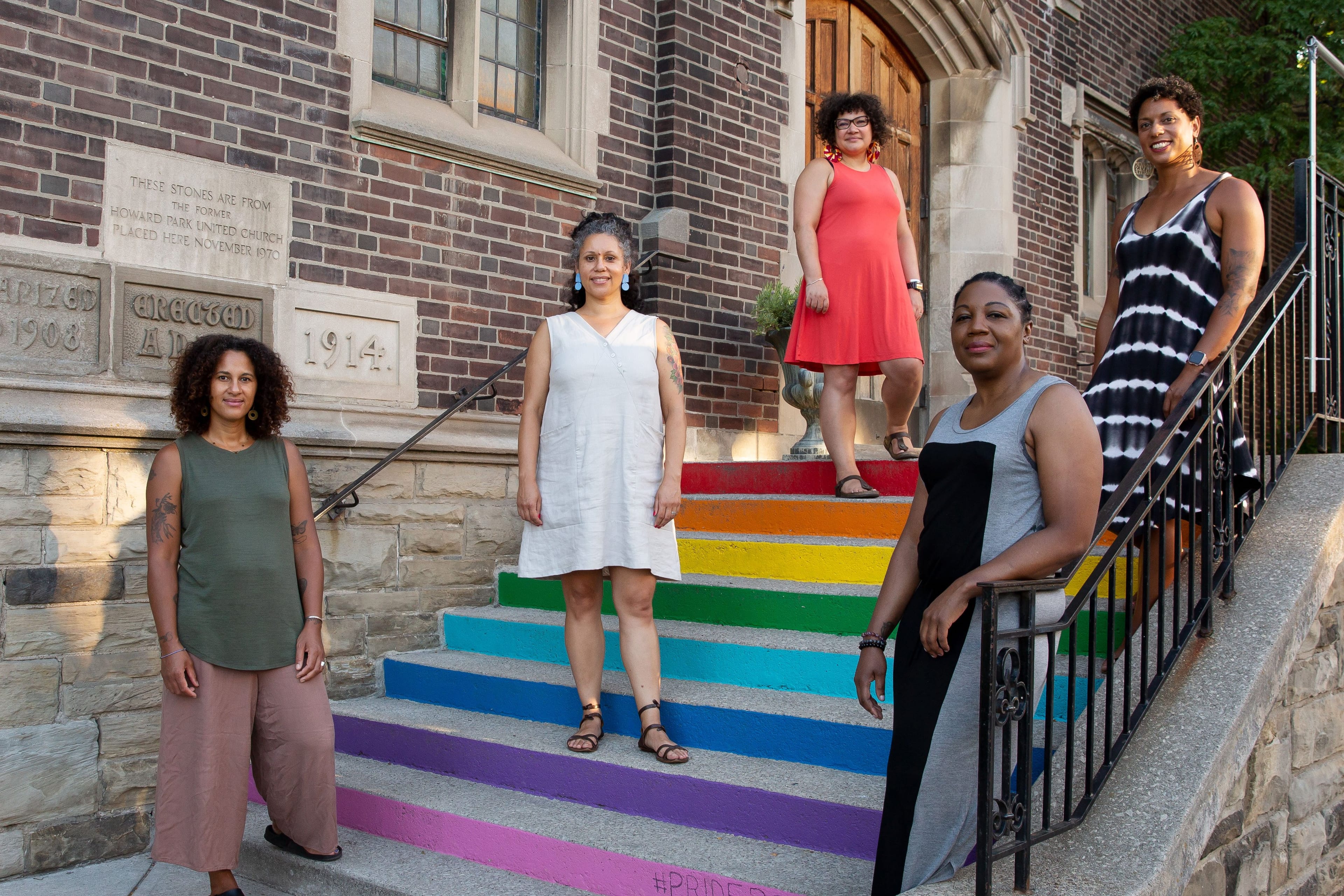Clockwise from bottom left: Liz Ikiriko, Karina Vernon, Máiri McKenna Edwards, Kara Stewart-Agostino, and Melanie Carrington. (Photograph by Gillian Mapp)