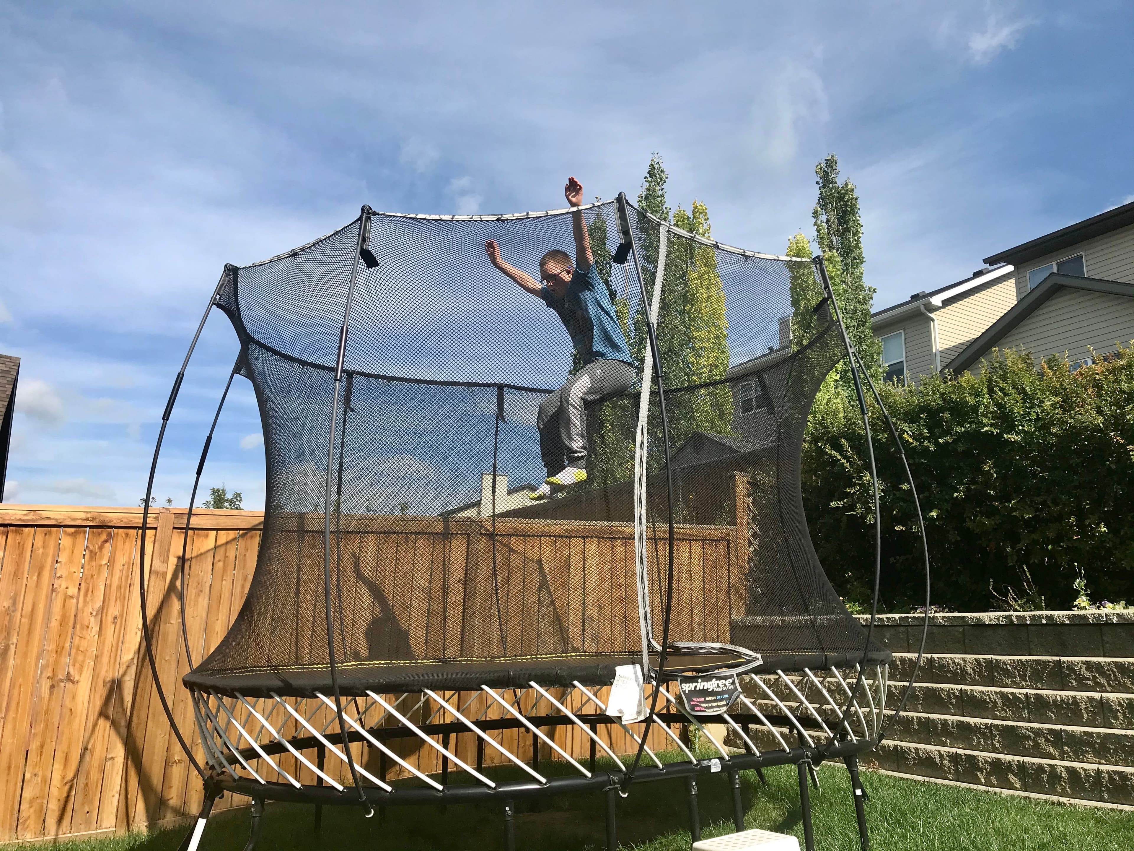 Carter jumps on the backyard trampoline. (Courtesy of Melanie Williams)