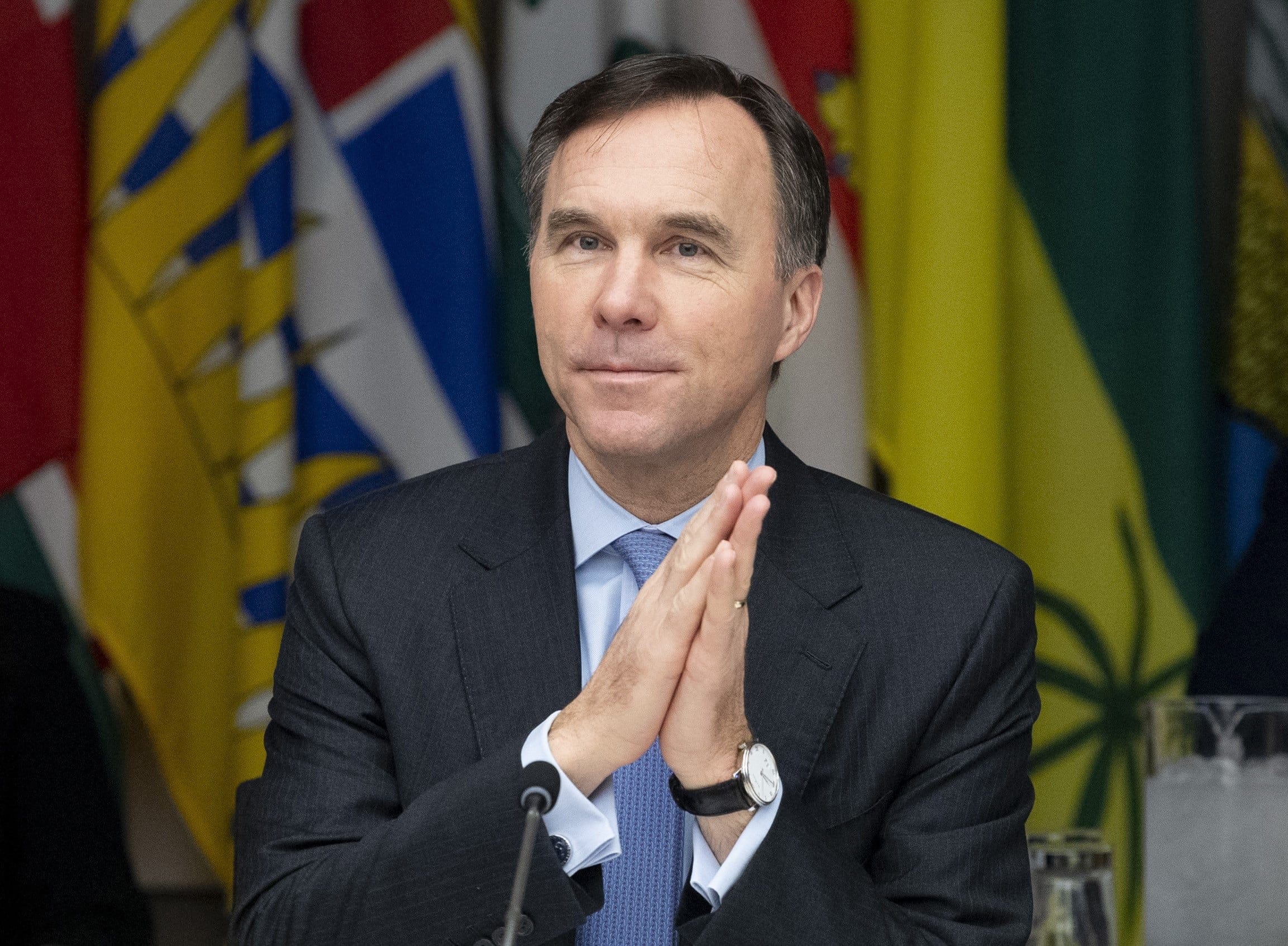 Finance Minister Bill Morneau waits to begin a meeting with federal and provincial counterparts, Tuesday December 17, 2019 in Ottawa (CP/Adrian Wyld)
