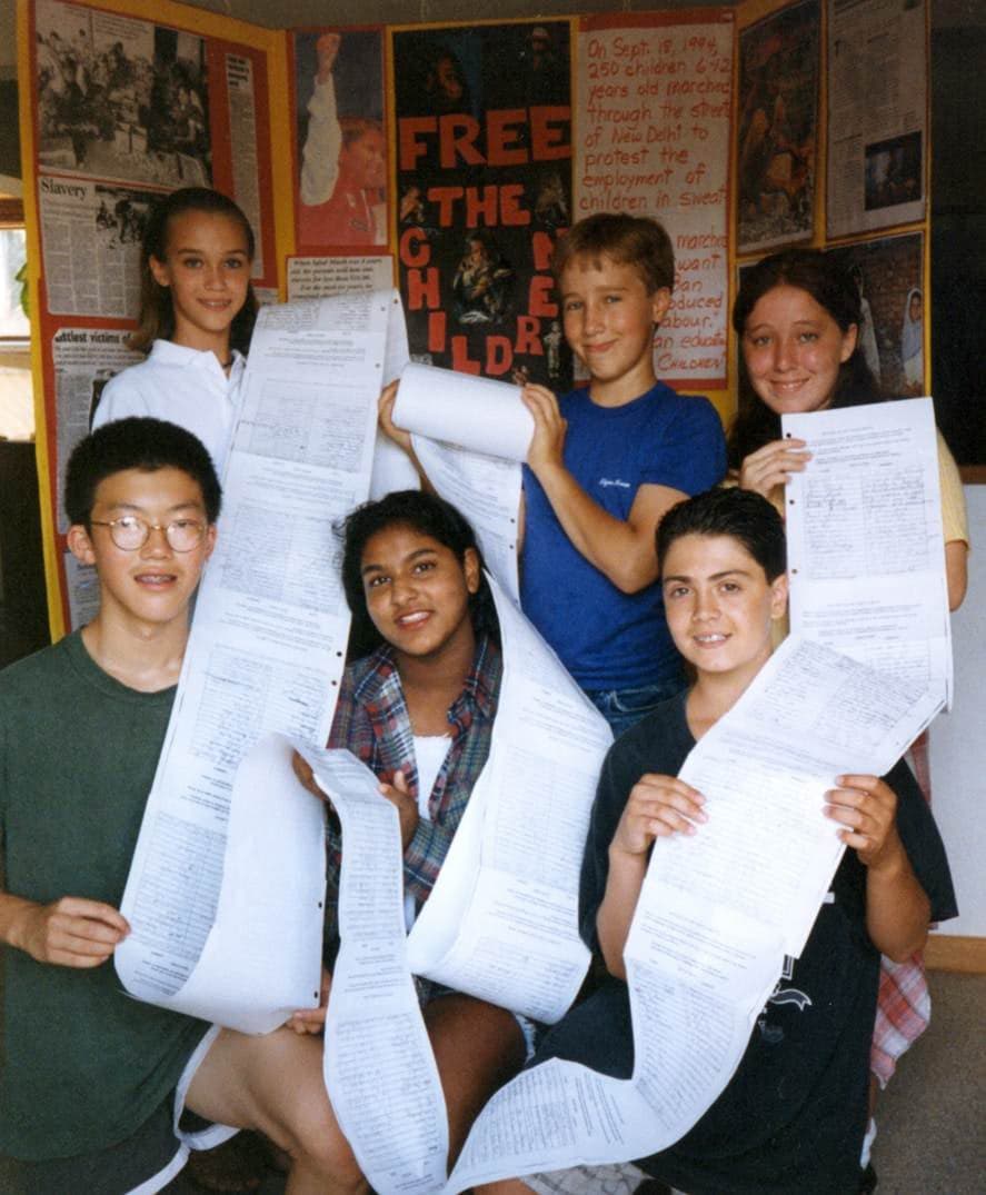 Craig's first petition at age 12 (Courtesy of WE)