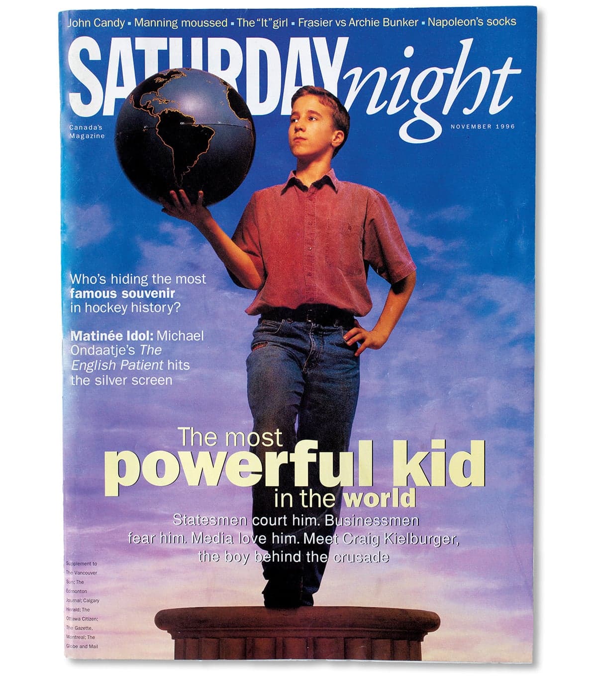 November 1996 issue of Saturday Night magazine (Photograph by Liz Sullivan)