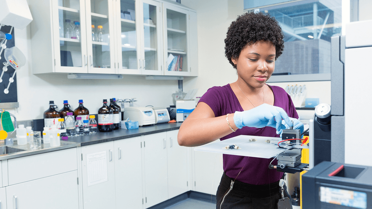 student working in a university lab