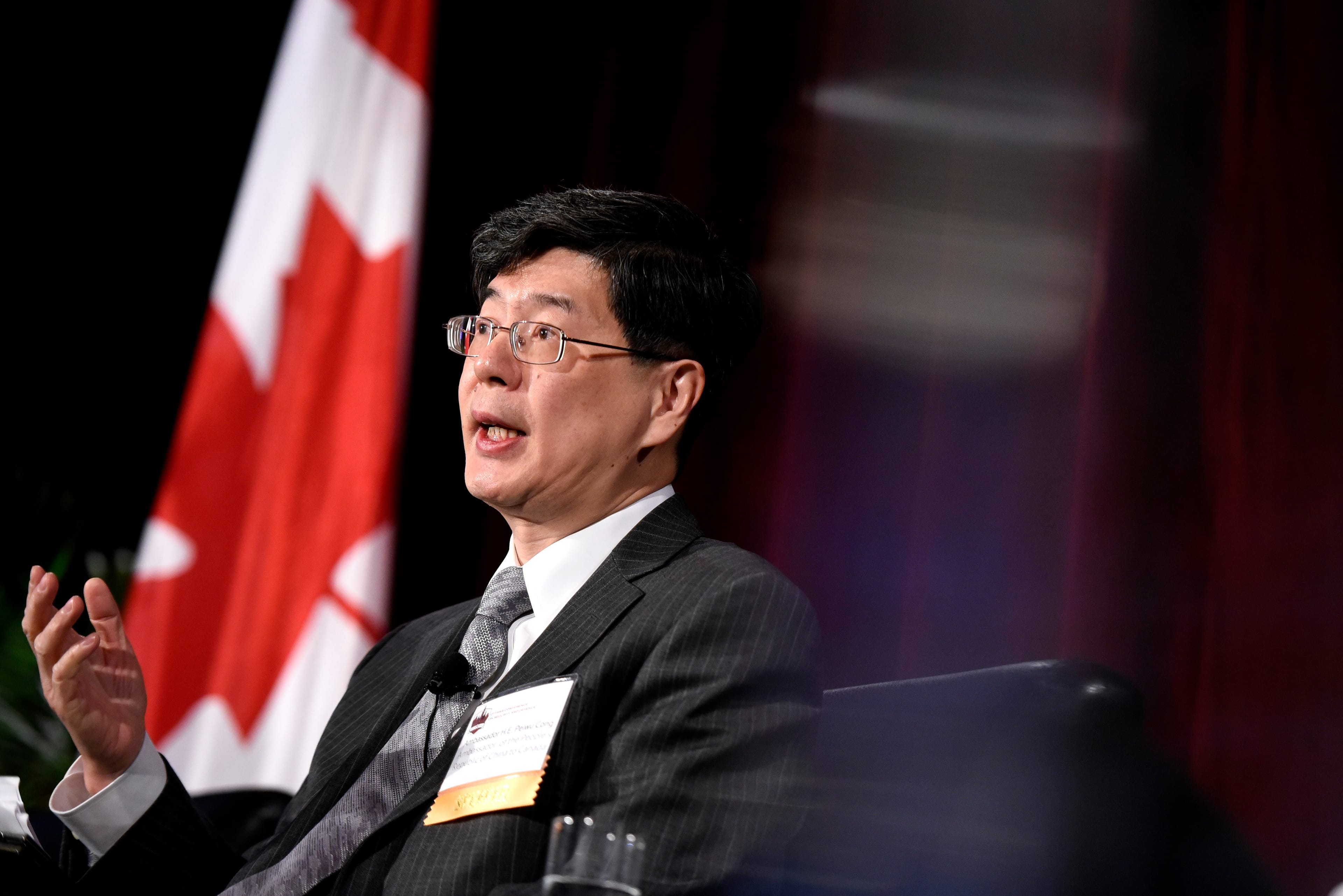 Ambassador of China to Canada Cong Peiwu speaks as part of a panel at the Ottawa Conference on Security and Defence in Ottawa, on March 4, 2020 (CP/Justin Tang)