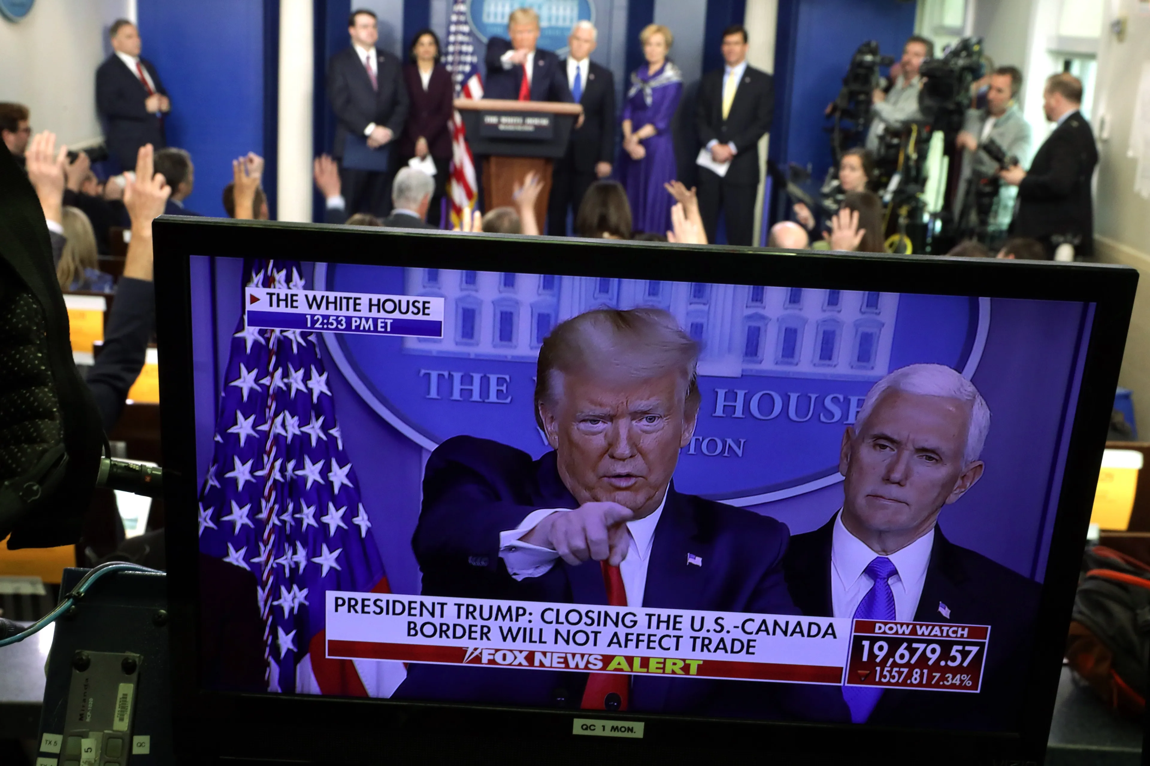 Trump takes questions during a news briefing at the White House on March 18, 2020 (Alex Wong/Getty Images)