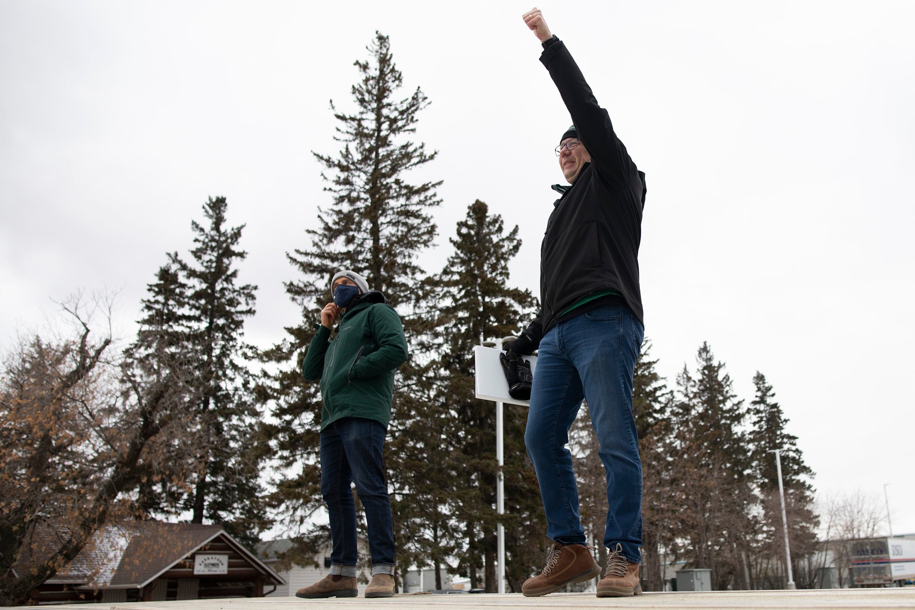 Moe speaks to a crowd of supporters last Friday during ‘The Big Honkin’ Rally for a Strong Saskatchewan' event in Saskatoon. (Kayle Neis/CP)