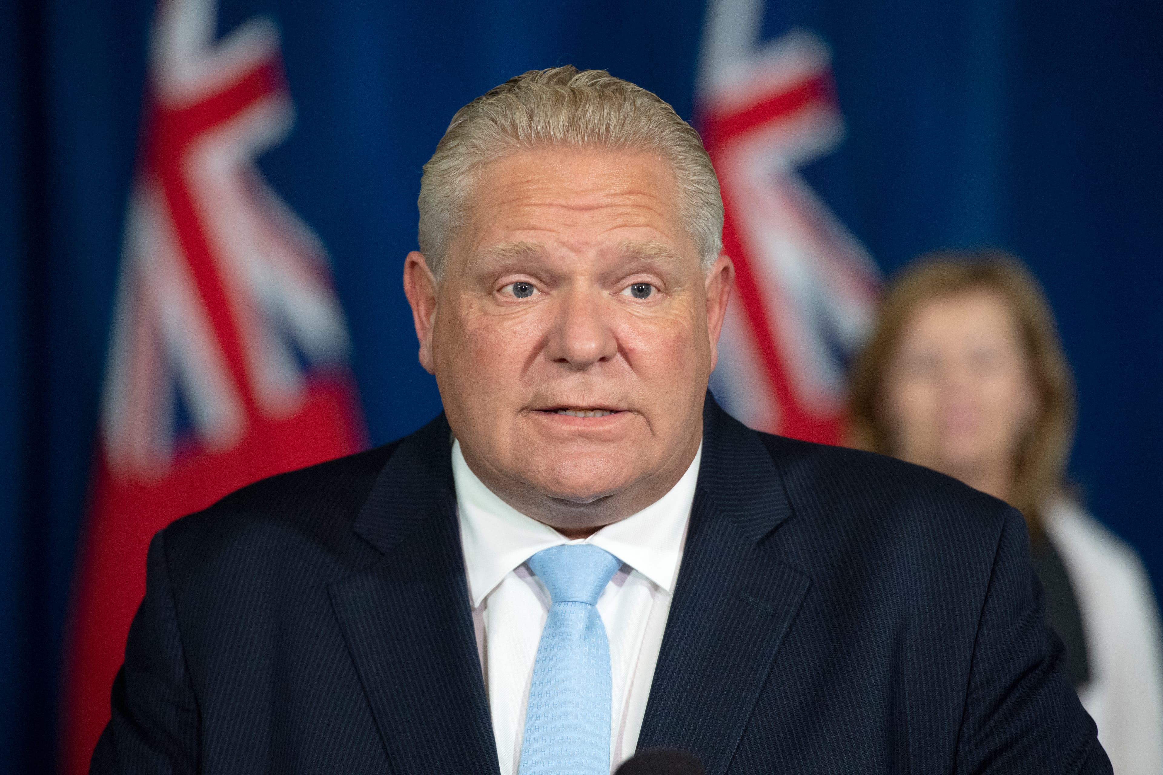 Ontario Premier Doug Ford answers questions at the daily briefing at Queen's Park in Toronto on Nov. 17, 2020. (Frank Gunn/CP)