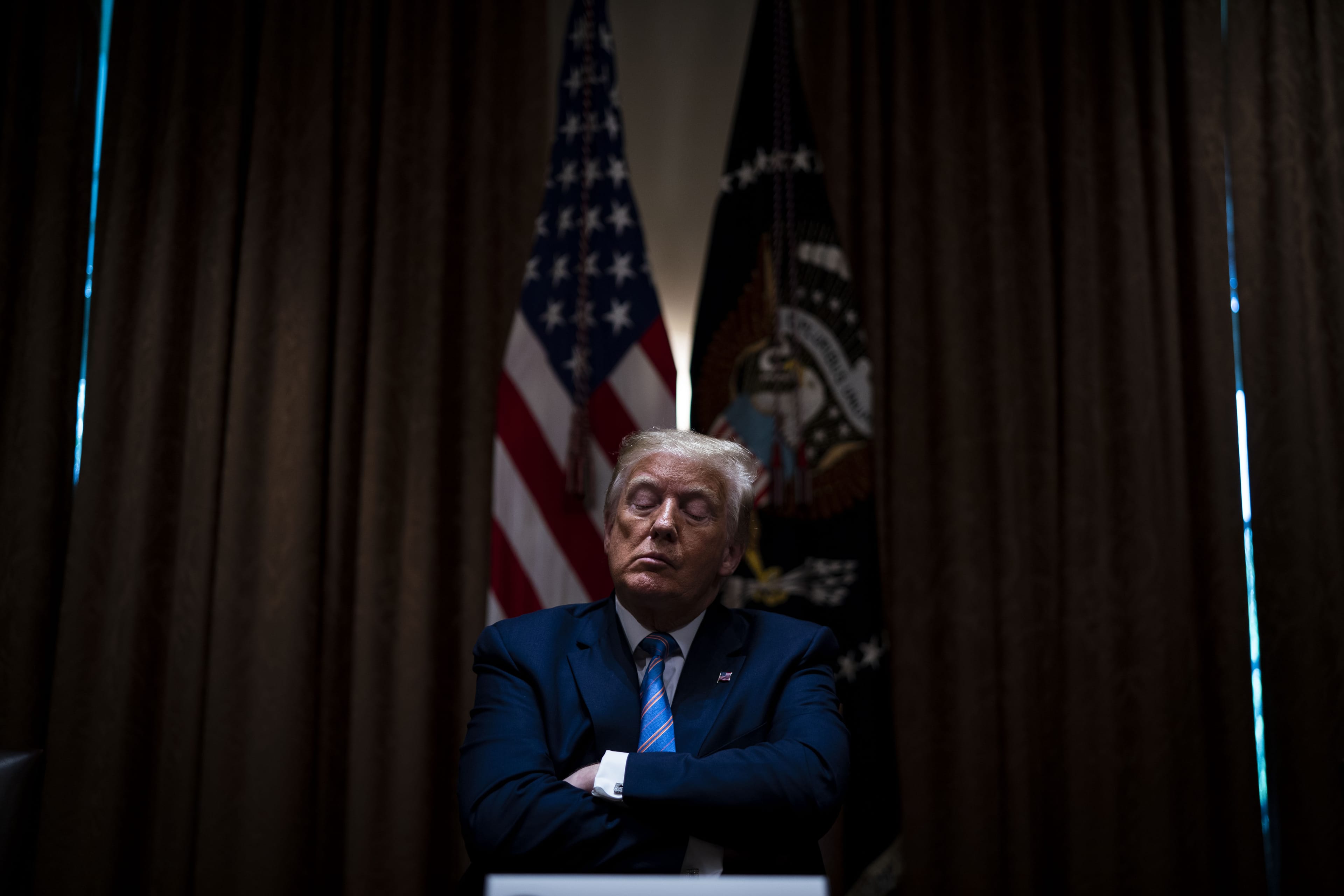 Trump listens during a meeting in Washington, D.C., on June 15, 2020 (Doug Mills/The New York Times/Bloomberg via Getty Images)